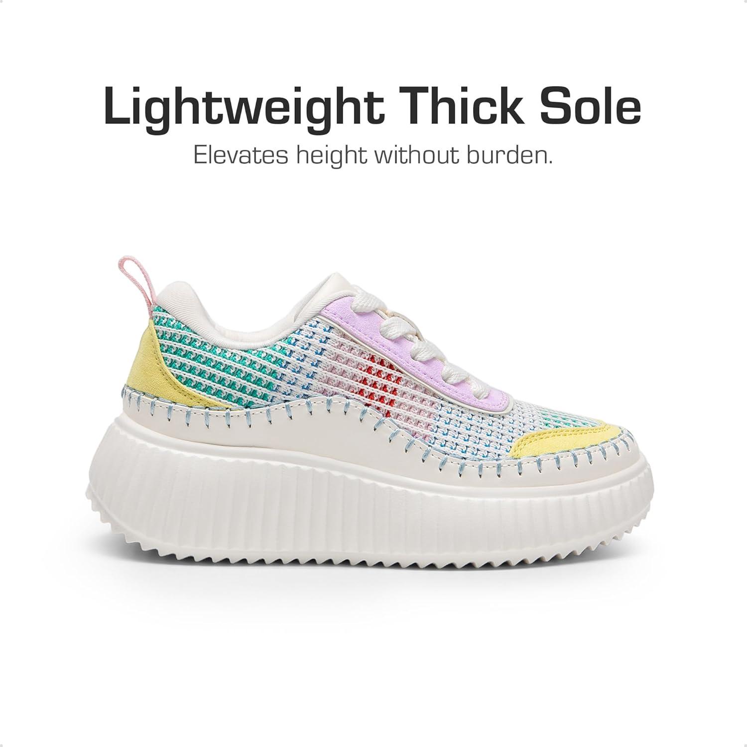 imageDREAM PAIRS Girls Fashion Sneakers Tennis Shoes Kids Platform Lightweight Lace Up Casual Walking Shoes