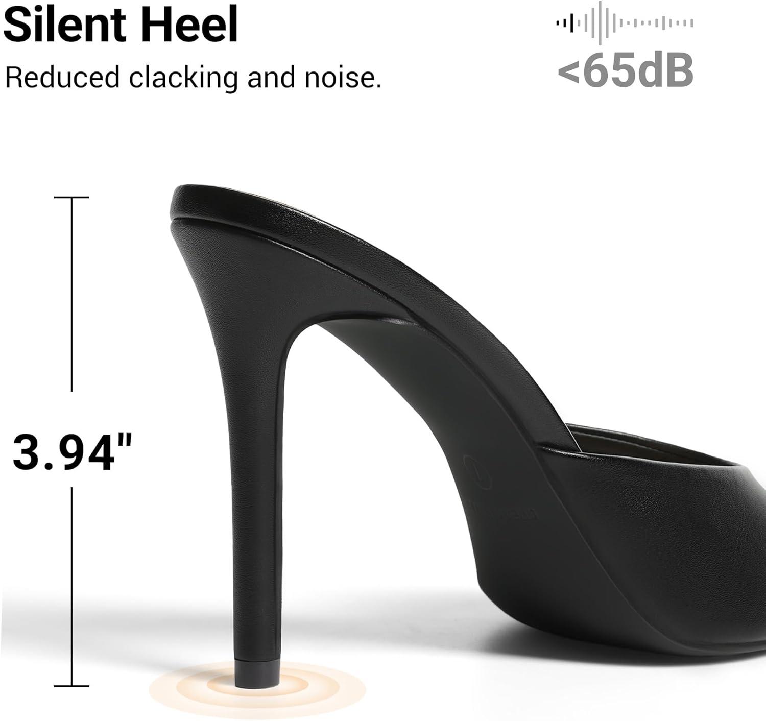 imageDREAM PAIRS Mule Heels for Women High Heels Stiletto Open Round Peep Toe Mules Sandals Slip on Dress Shoes Sexy Heeled for Party Dressy Prom WeddingBlackpu