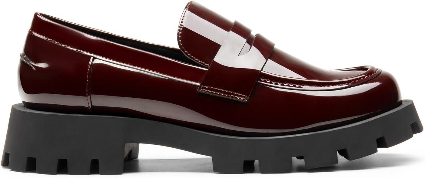 imageDREAM PAIRS Womens Loafers Lug Sole Slip On Platform Chunky Penny Loafers for Women Dressy and Work Business Casual Shoes for WomenBurgundypat