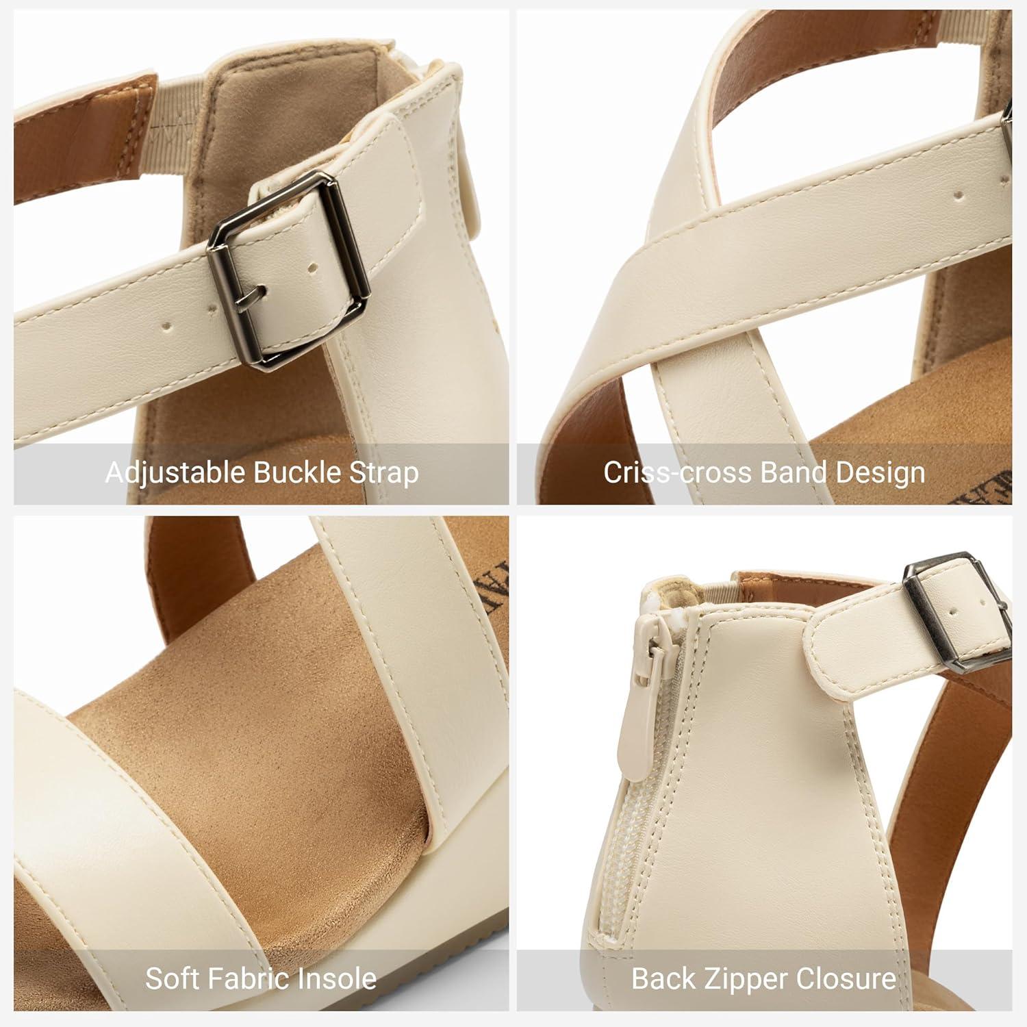 imageDREAM PAIRS Womens Open Toe Buckle Ankle Strap Summer Platform Wedge SandalsBeige