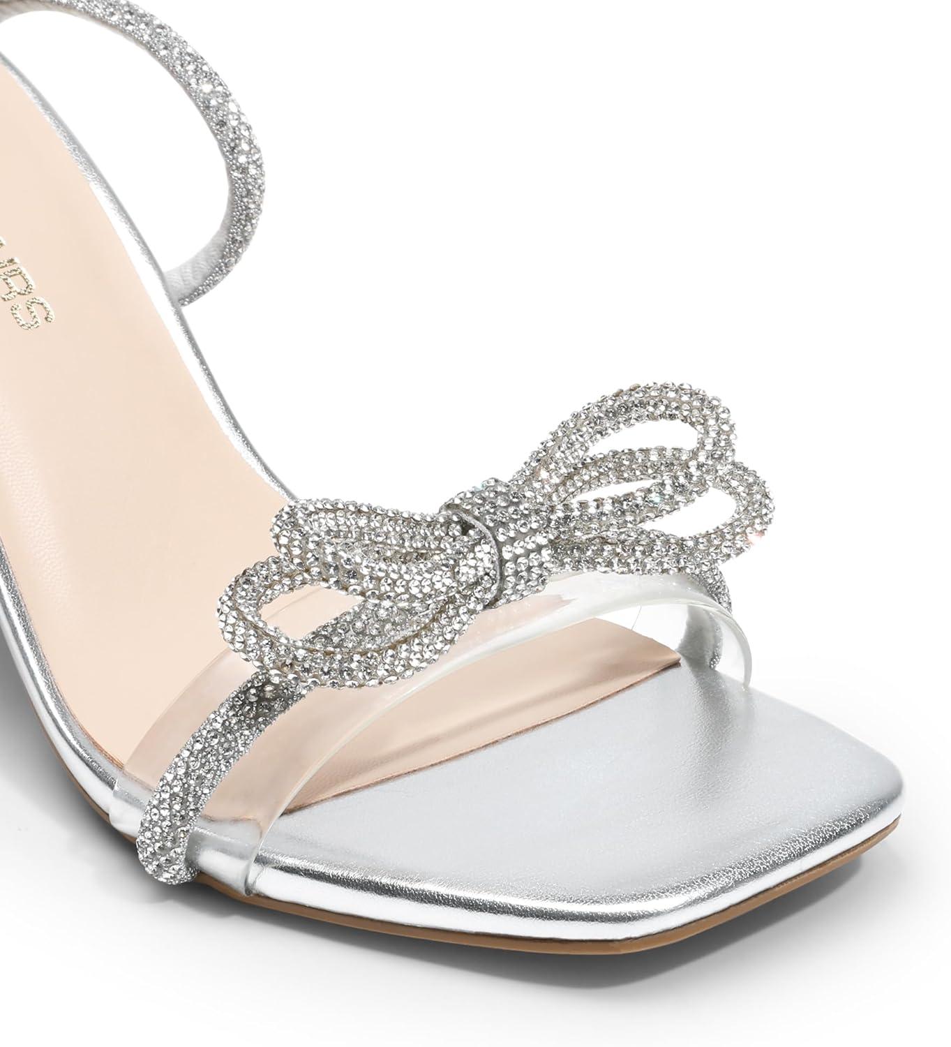 imageDREAM PAIRS Womens Rhinestone Ankle Strap Dress SandalsSilverpu