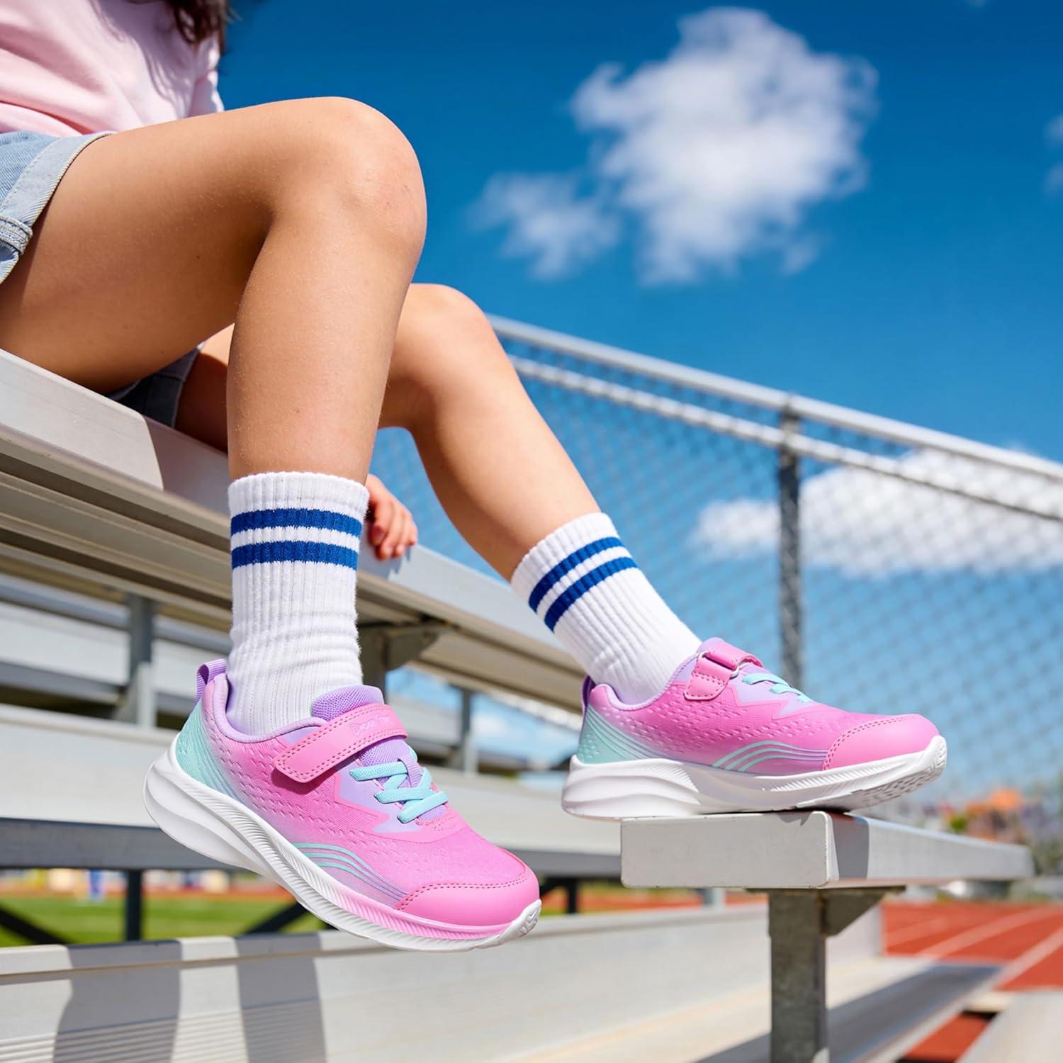 imageDREAM PAIRS Boys Girls Shoes Kids Tennis Sneakers Athletic Running Walking School Gym Lightweight Footwear for LittleBig KidHot PinkBlue