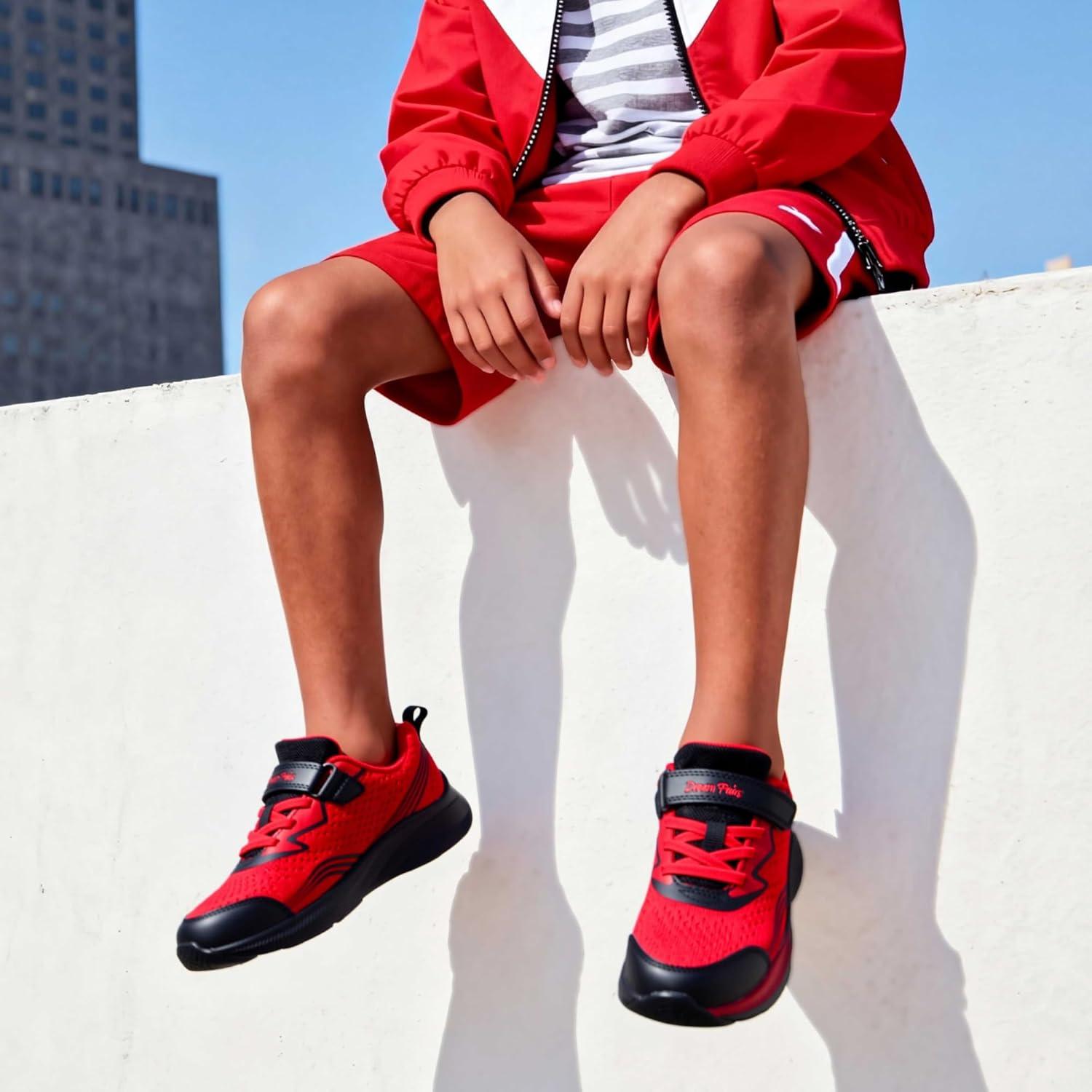 imageDREAM PAIRS Boys Girls Shoes Kids Tennis Sneakers Athletic Running Walking School Gym Lightweight Footwear for LittleBig KidRedBlack