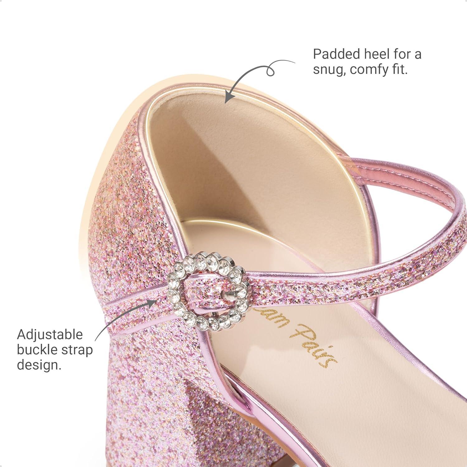 imageDREAM PAIRS Girls Dress Shoes Platform Square Toe High Heels Ankle Strap Party Wedding Flower Pump for Little Big KidPink