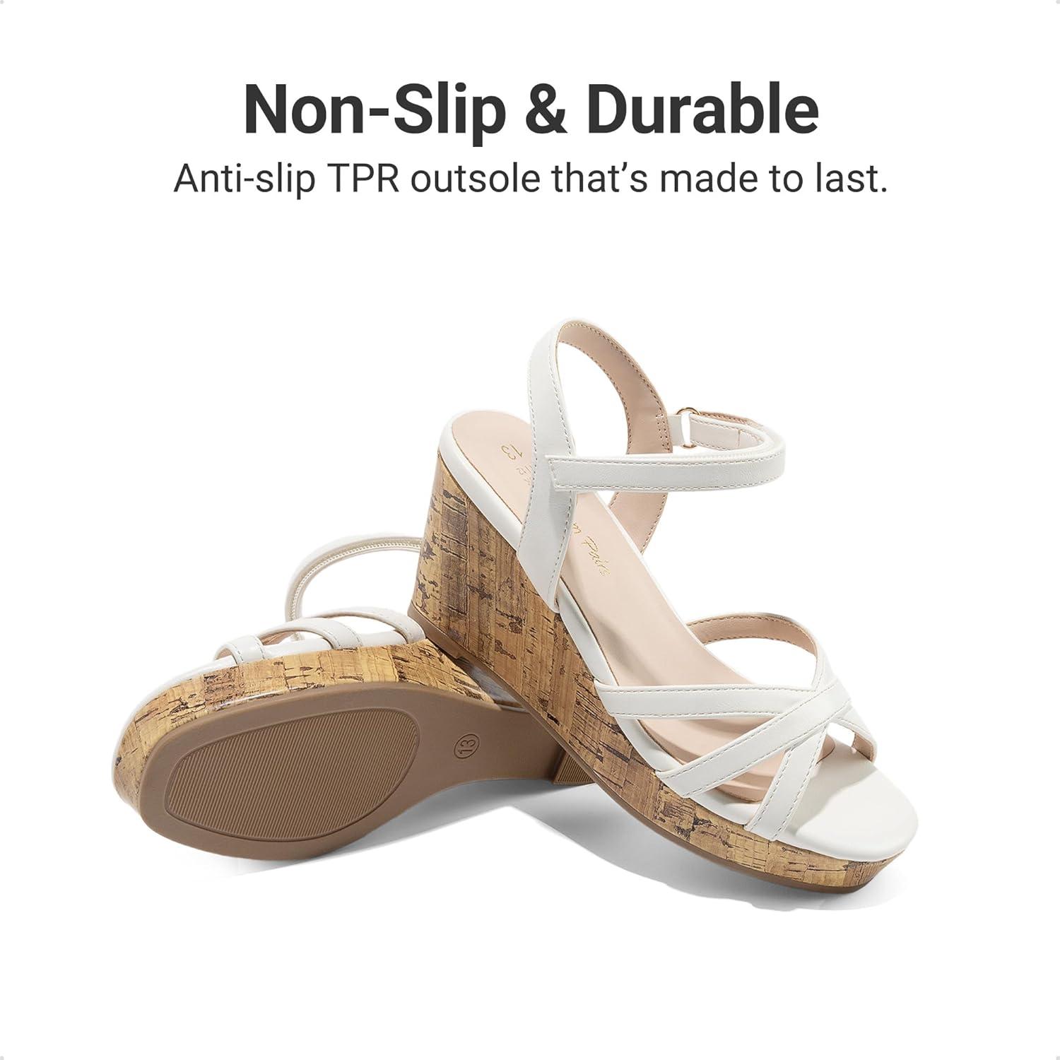 imageDREAM PAIRS Girls Wedge Sandals Flatform Open Toe Summer Platform Sandals Flower Wedding Party for Little KidBig KidWhitev
