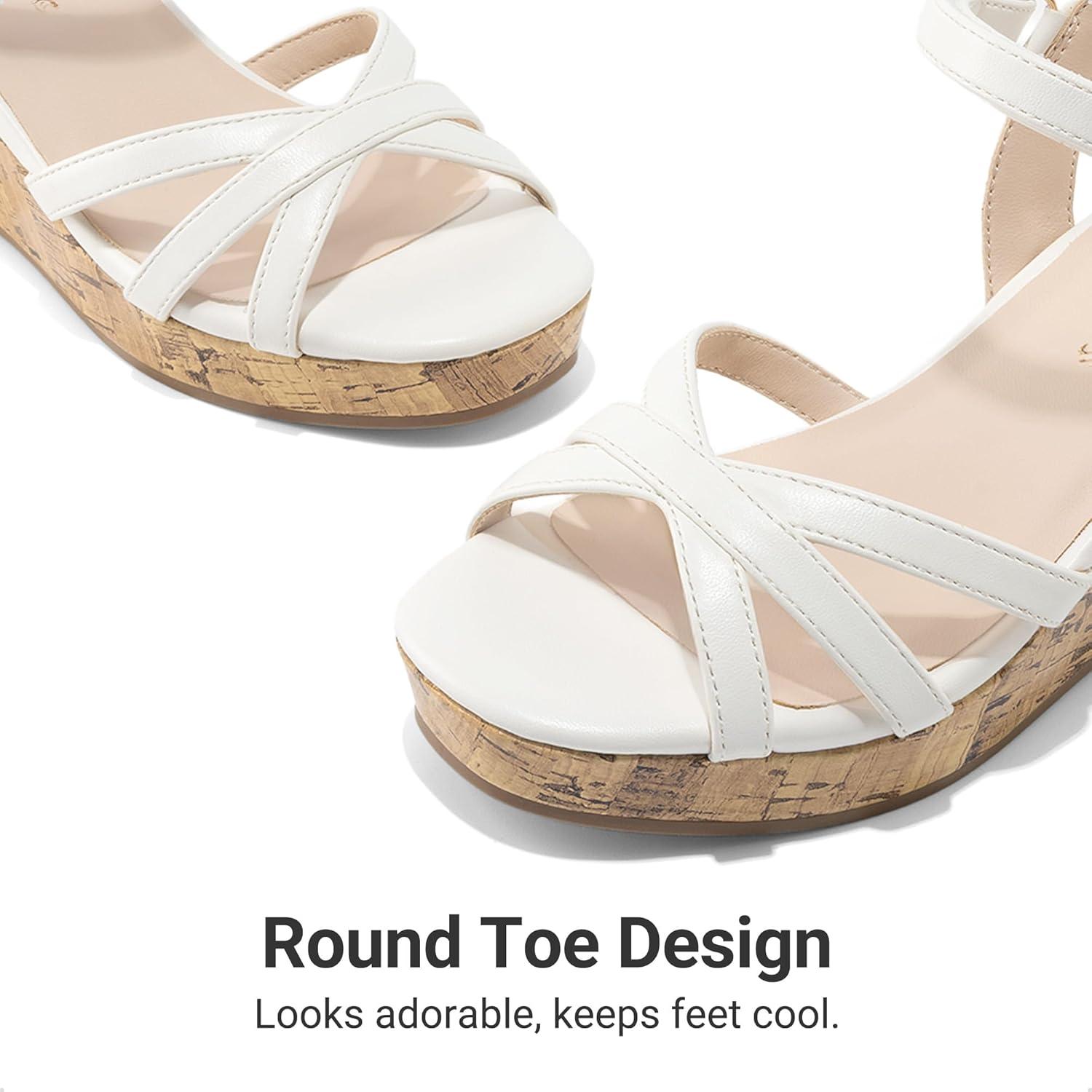imageDREAM PAIRS Girls Wedge Sandals Flatform Open Toe Summer Platform Sandals Flower Wedding Party for Little KidBig KidWhitev