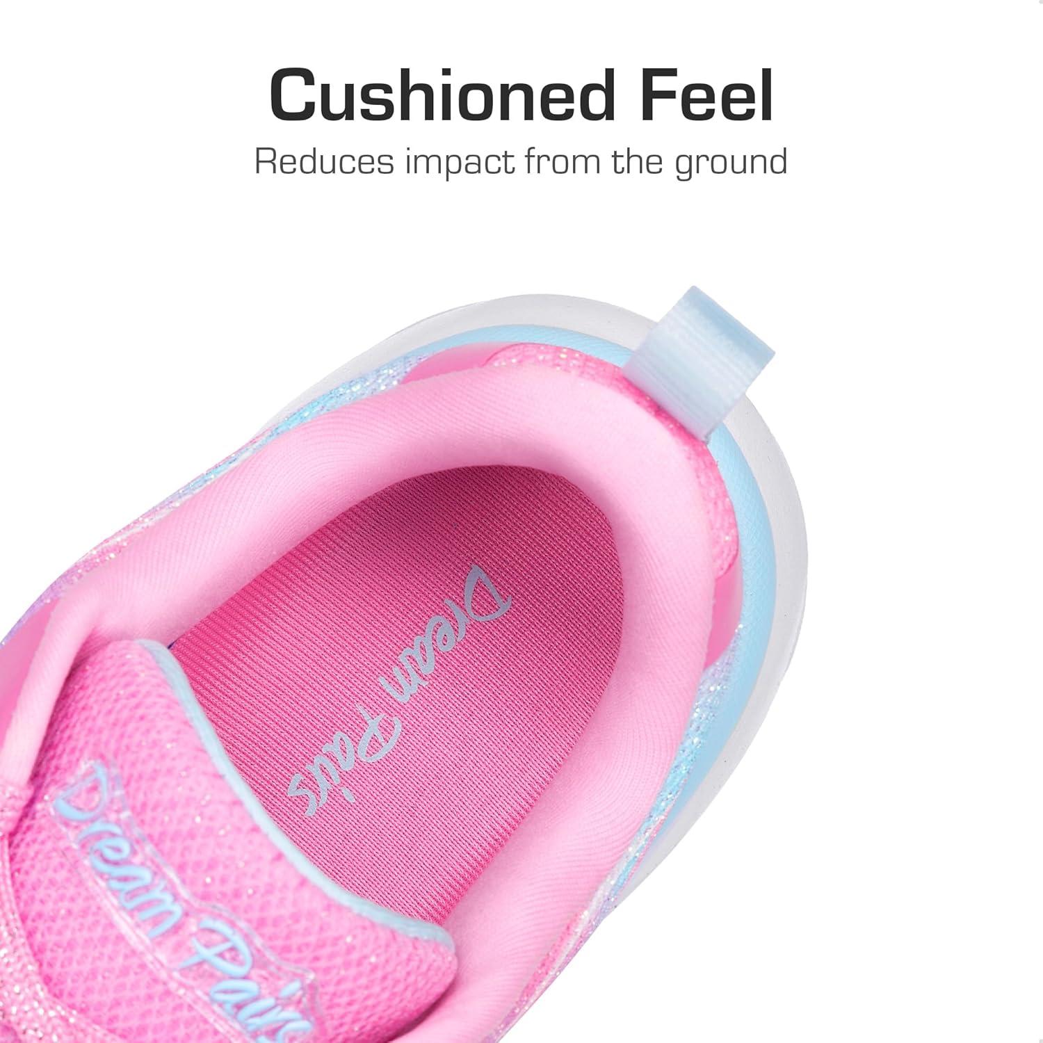 imageDREAM PAIRS Girls Shoes Sneakers Kids Tennis Shoes Lightweight Lace Up Running Casual Walking ShoesHot PinkRainbow
