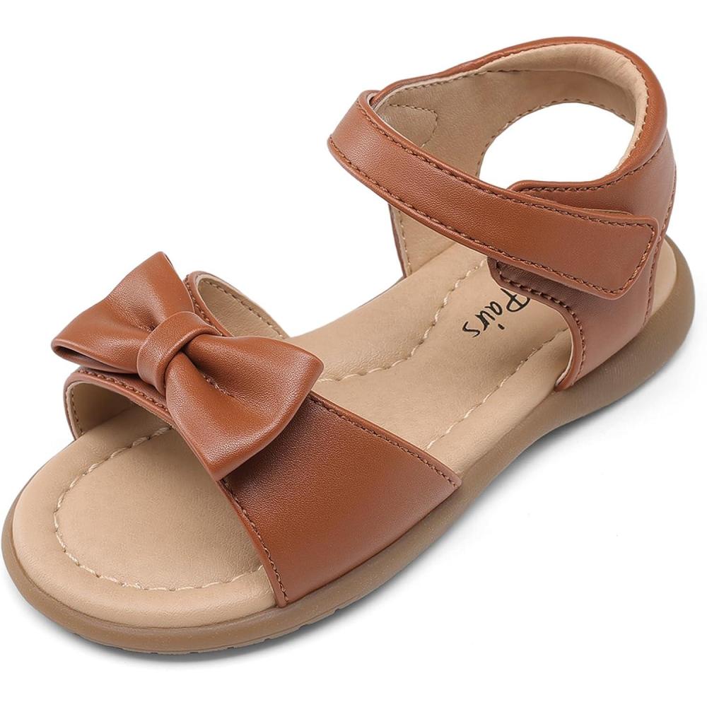 imageDREAM PAIRS Girls Sandals Fashion Bow Summer Shoes for ToddlerLittle KidBrown