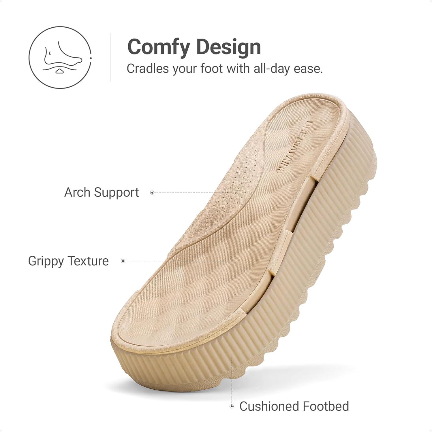 imageDREAM PAIRS Womens Platform Slip on Adjustable Sandals Lightweight Comfortable NonSlip Vacation Beach Chunky Open Toe Wedges for Summer Waterproof ShoesNude