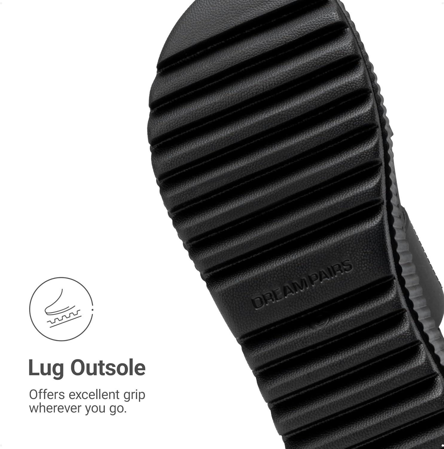 imageDREAM PAIRS Womens Platform Slip on Adjustable Sandals Lightweight Comfortable NonSlip Vacation Beach Chunky Open Toe Wedges for Summer Waterproof ShoesAll Black