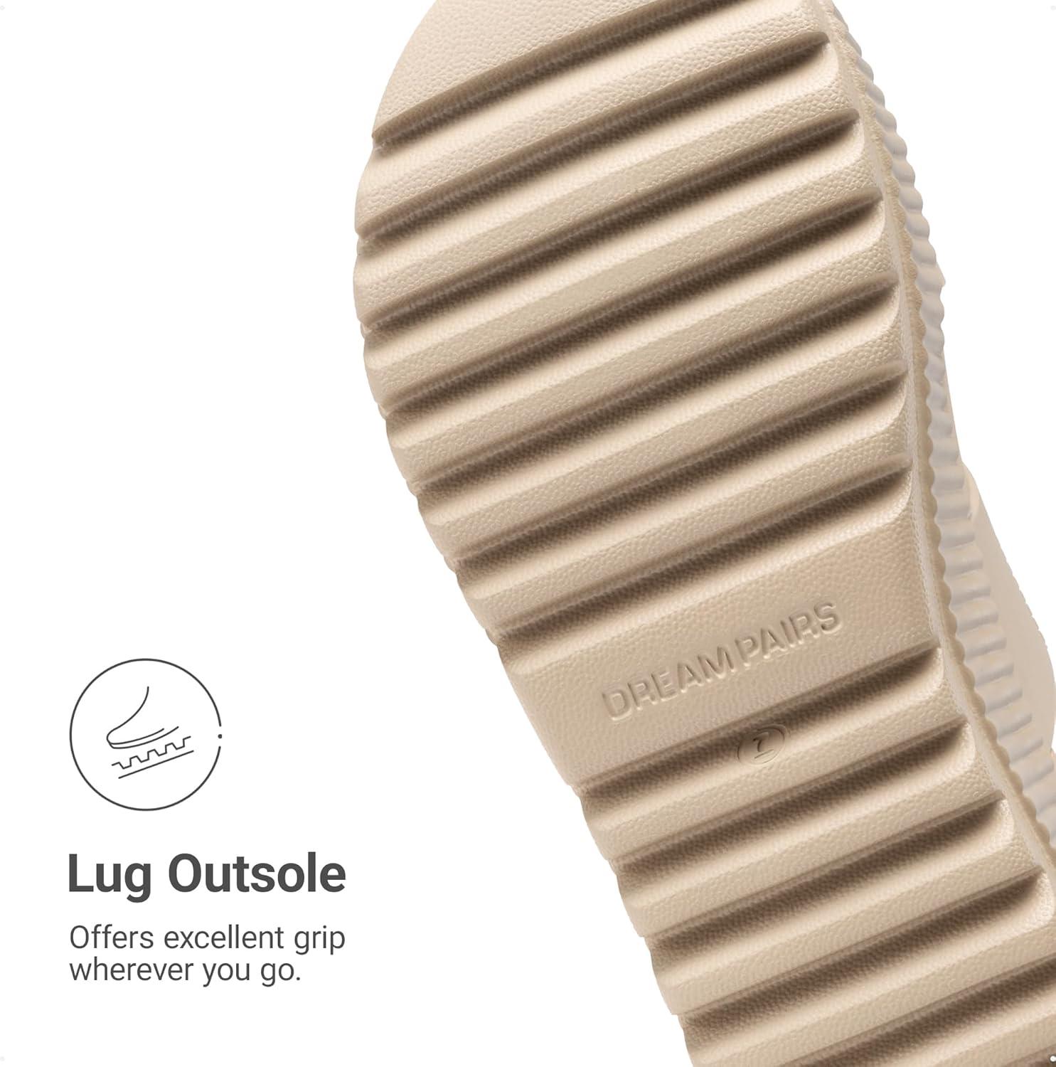 imageDREAM PAIRS Womens Platform Slip on Adjustable Sandals Lightweight Comfortable NonSlip Vacation Beach Chunky Open Toe Wedges for Summer Waterproof ShoesNude