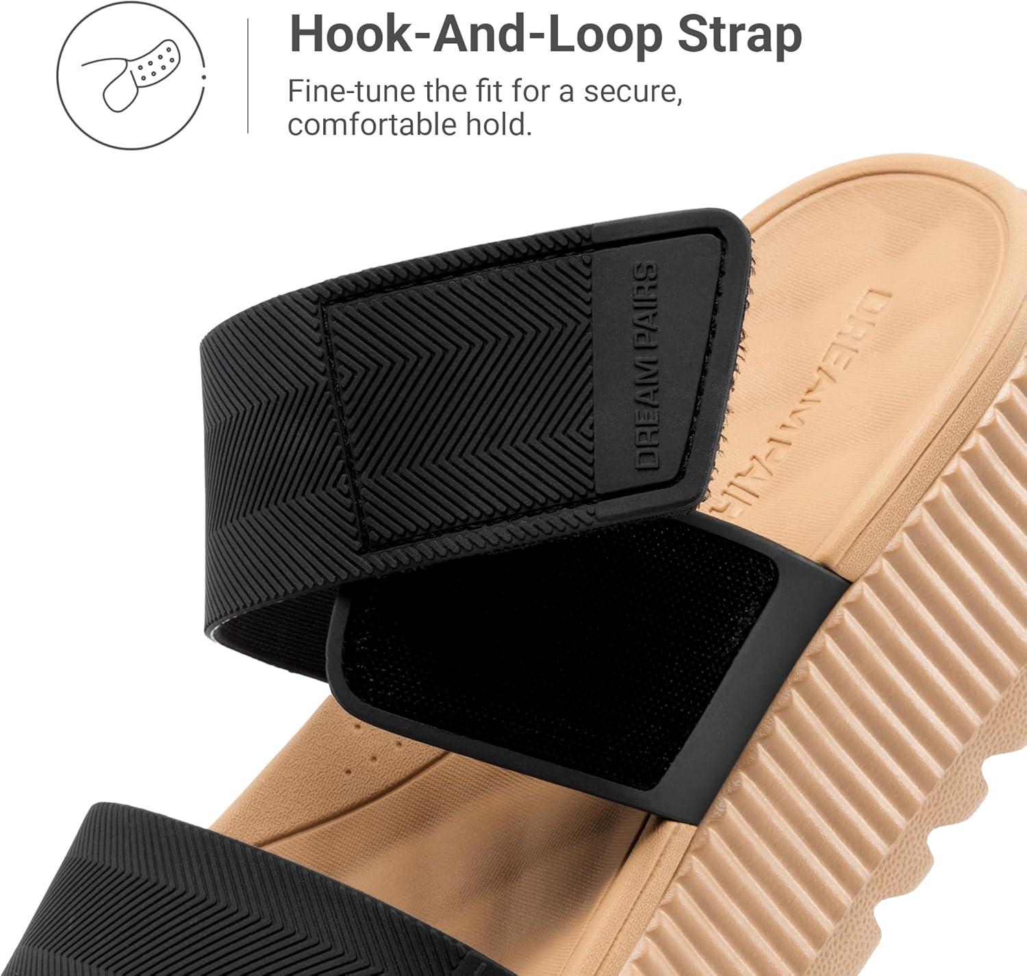 imageDREAM PAIRS Womens Platform Slip on Adjustable Sandals Lightweight Comfortable NonSlip Vacation Beach Chunky Open Toe Wedges for Summer Waterproof ShoesBlack