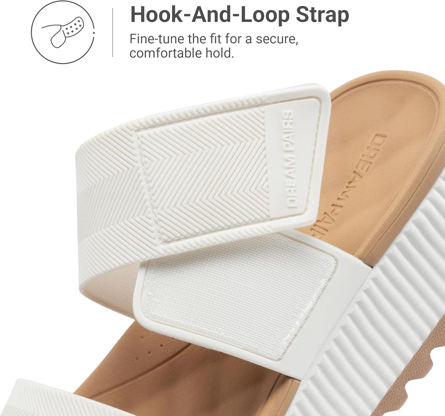 imageDREAM PAIRS Womens Platform Slip on Adjustable Sandals Lightweight Comfortable NonSlip Vacation Beach Chunky Open Toe Wedges for Summer Waterproof ShoesWhite