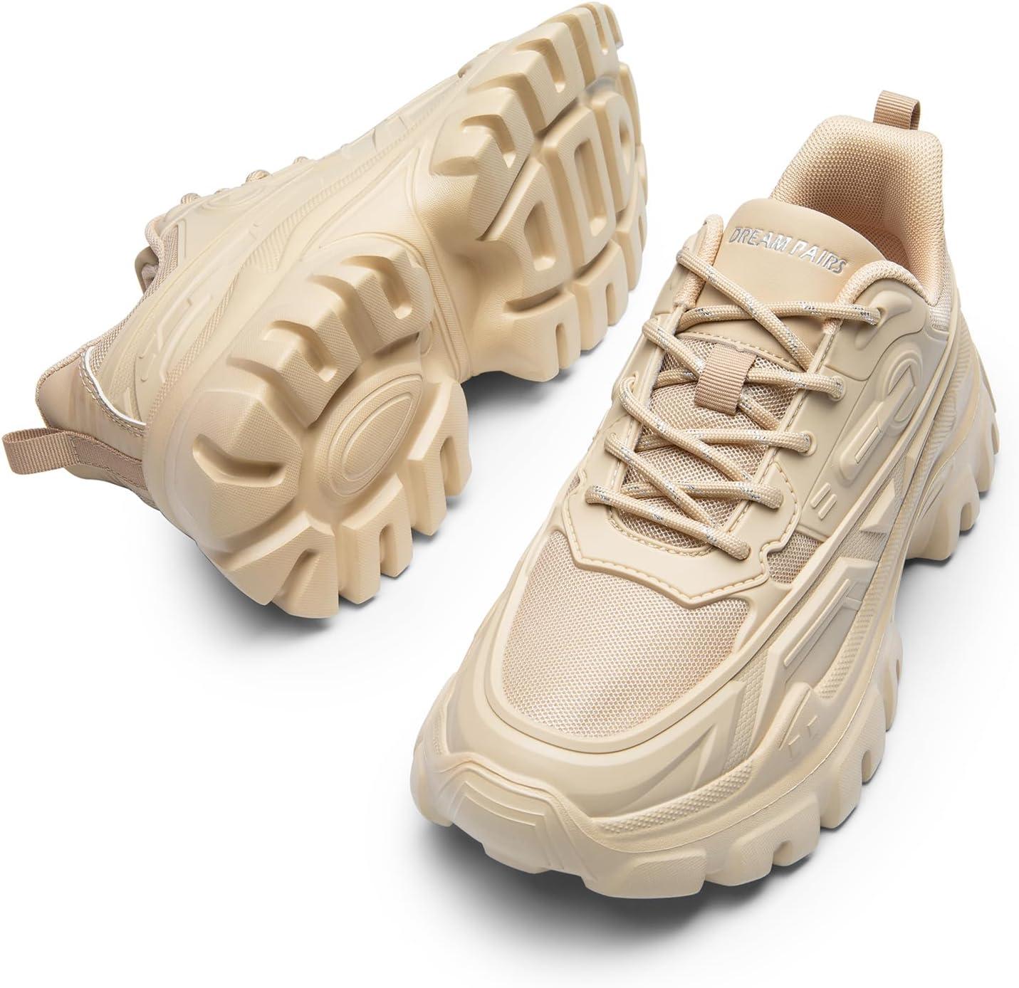 imageDREAM PAIRS Womens Chunky Platform Fashion SneakersApricotbold