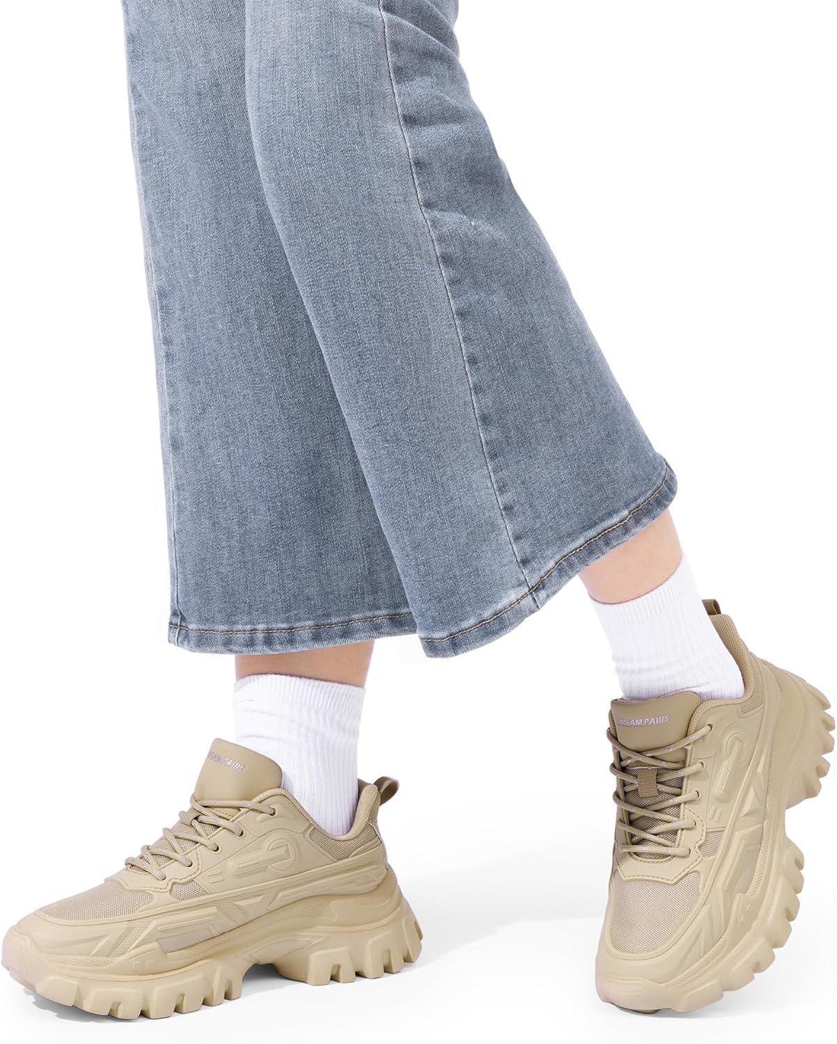 imageDREAM PAIRS Womens Chunky Platform Fashion SneakersApricotbold