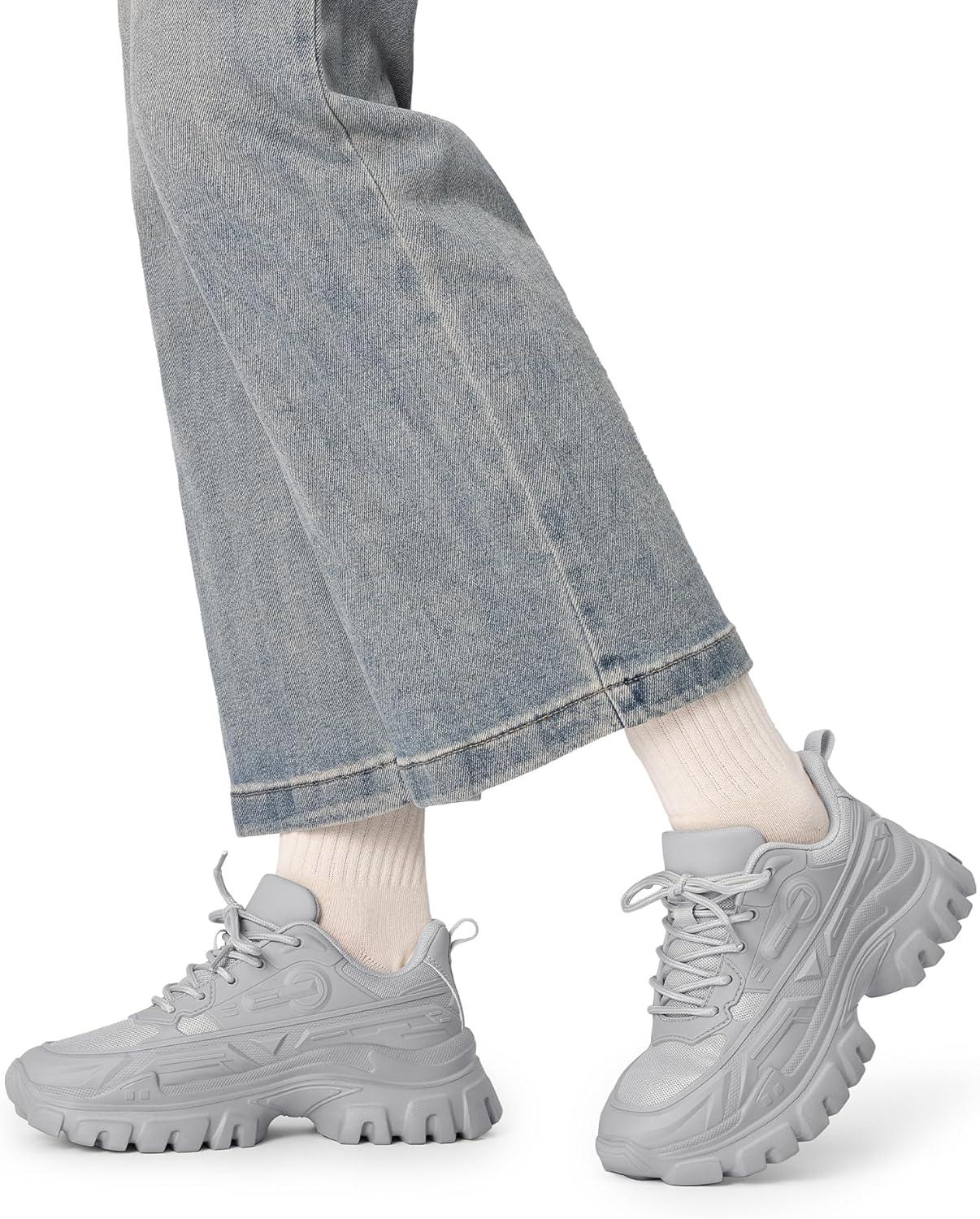 imageDREAM PAIRS Womens Chunky Platform Fashion SneakersGreybold