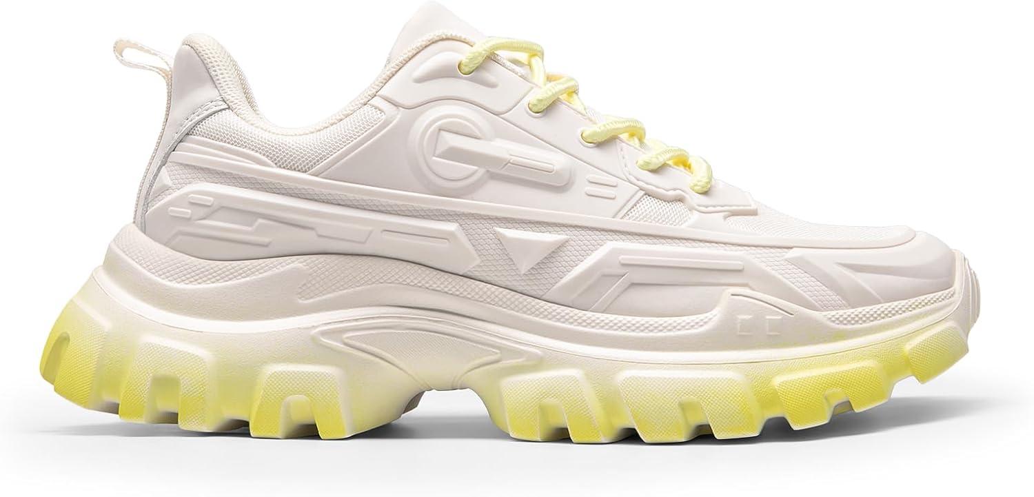 imageDREAM PAIRS Womens Chunky Platform Fashion SneakersIvoryYellowbold
