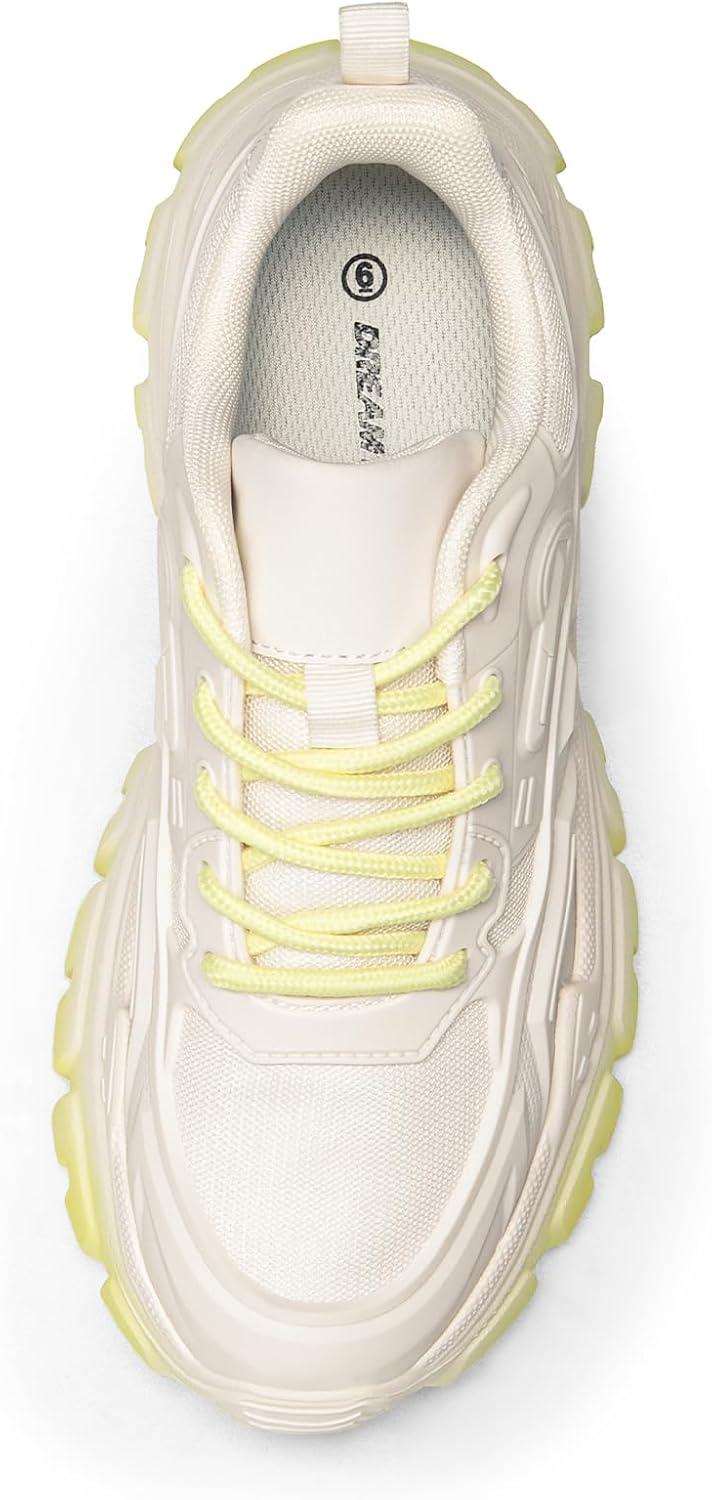 imageDREAM PAIRS Womens Chunky Platform Fashion SneakersIvoryYellowbold