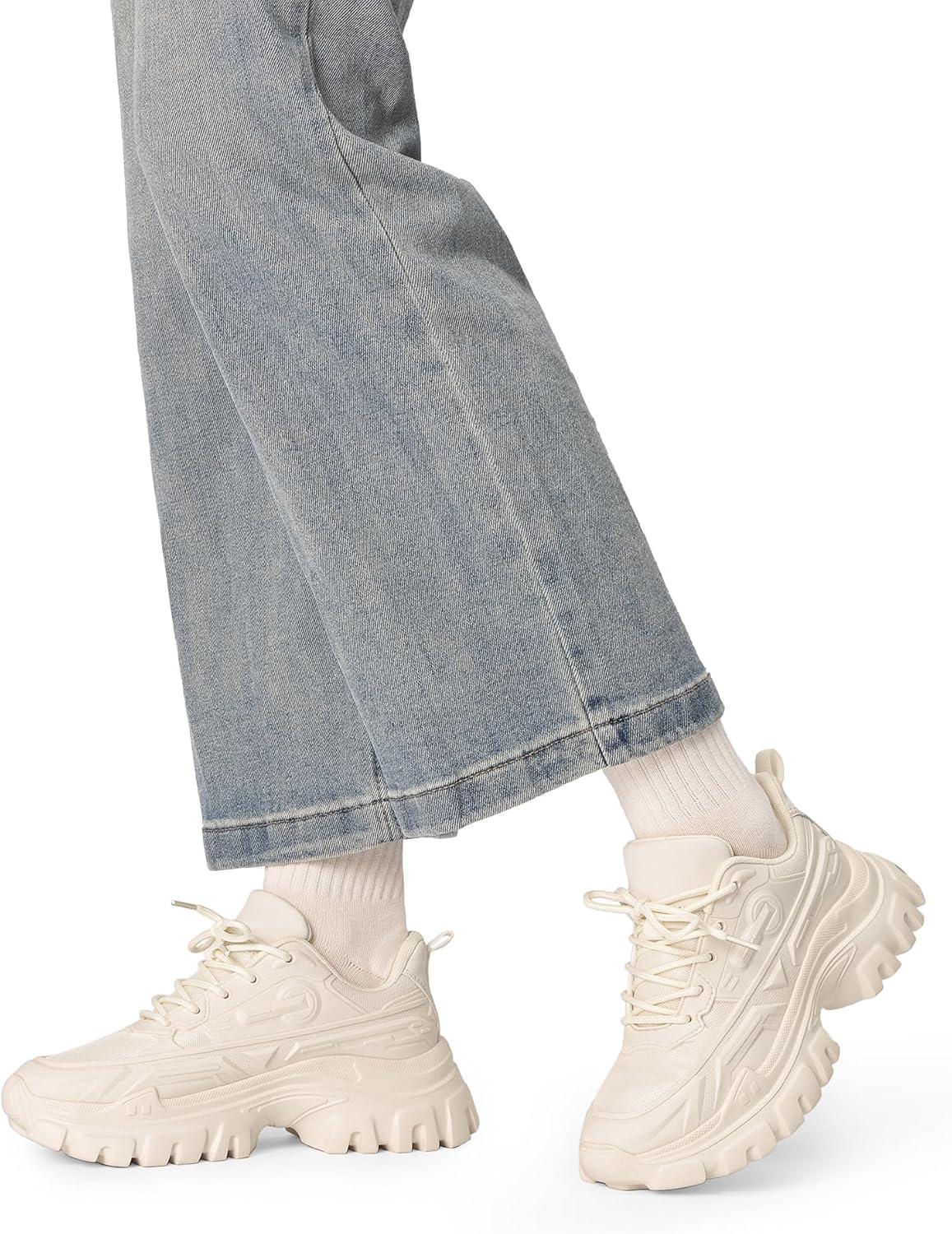 imageDREAM PAIRS Womens Chunky Platform Fashion SneakersIvorybold