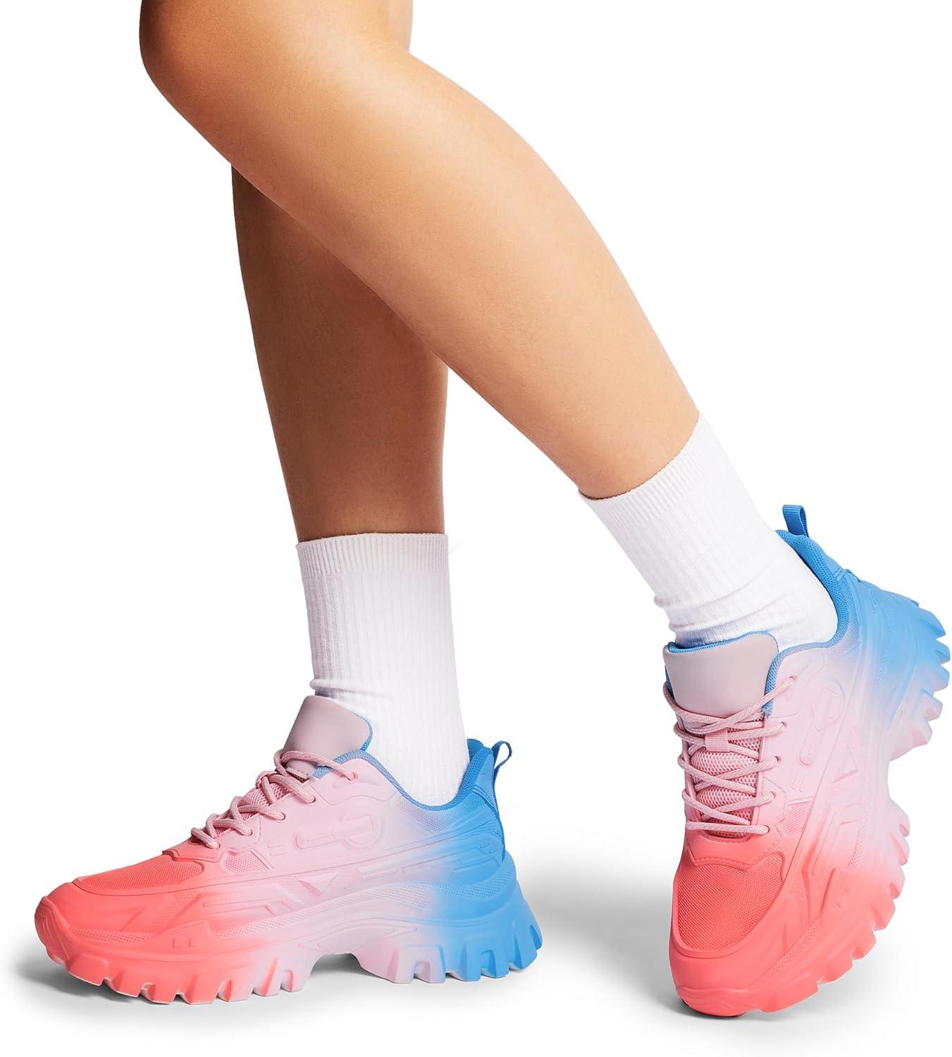 imageDREAM PAIRS Womens Chunky Platform Fashion SneakersRainbowbold