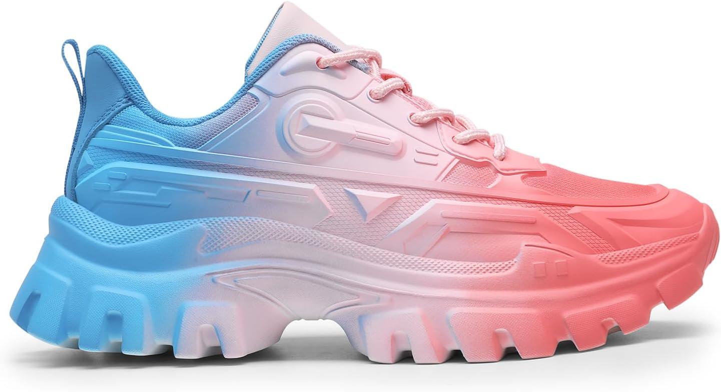 imageDREAM PAIRS Womens Chunky Platform Fashion SneakersRainbowbold
