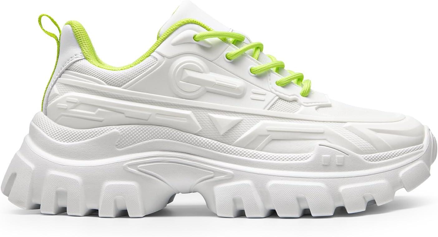 imageDREAM PAIRS Womens Chunky Platform Fashion SneakersWhiteGreenbold
