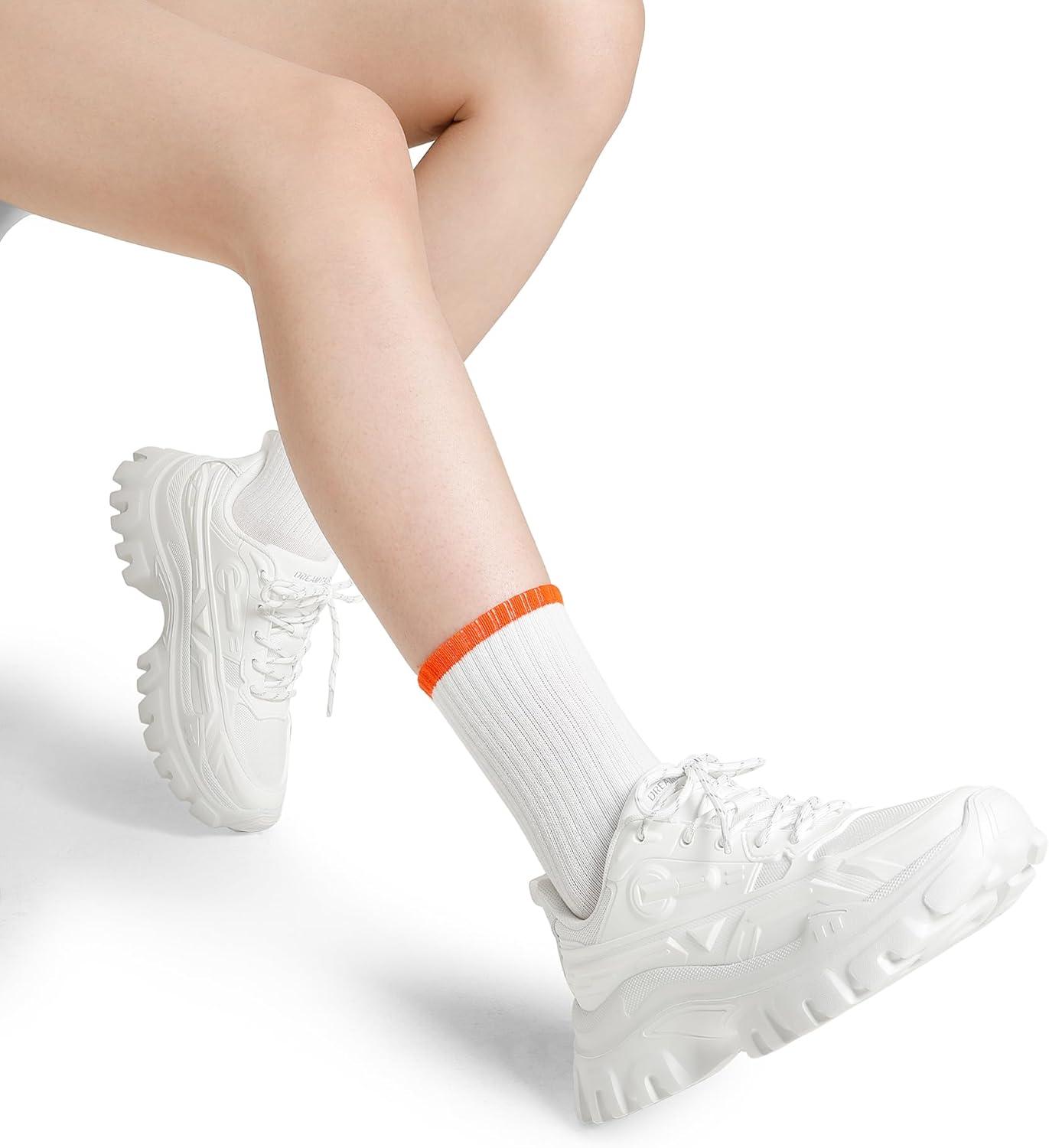 imageDREAM PAIRS Womens Chunky Platform Fashion SneakersWhitebold