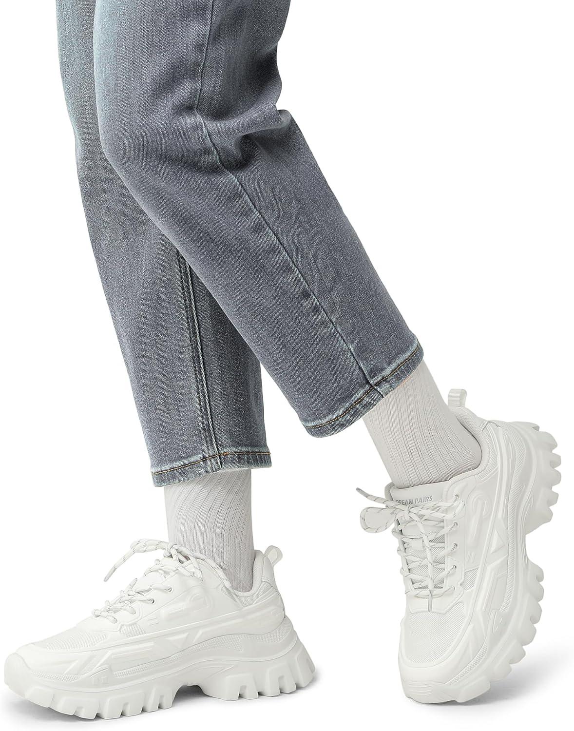 imageDREAM PAIRS Womens Chunky Platform Fashion SneakersWhitebold