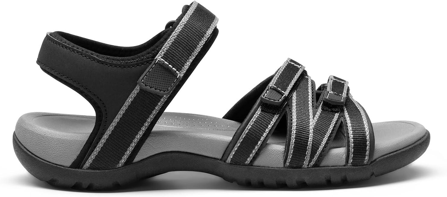 imageDREAM PAIRS Womens Comfortable Hiking Walking Sandal with Adjustable Hook and Loop Strap Sports TravelSummer Beach Outdoor Light Weight Water ShoesBlack