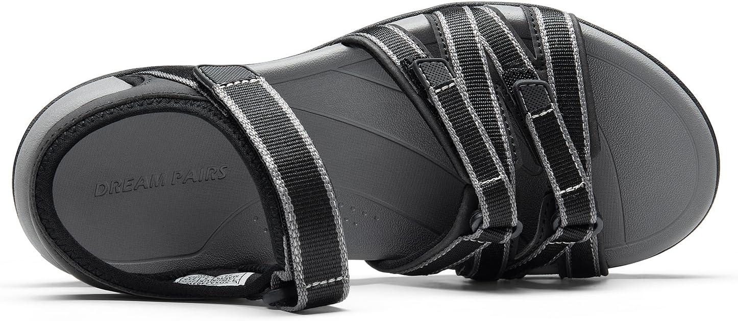 imageDREAM PAIRS Womens Comfortable Hiking Walking Sandal with Adjustable Hook and Loop Strap Sports TravelSummer Beach Outdoor Light Weight Water ShoesBlack