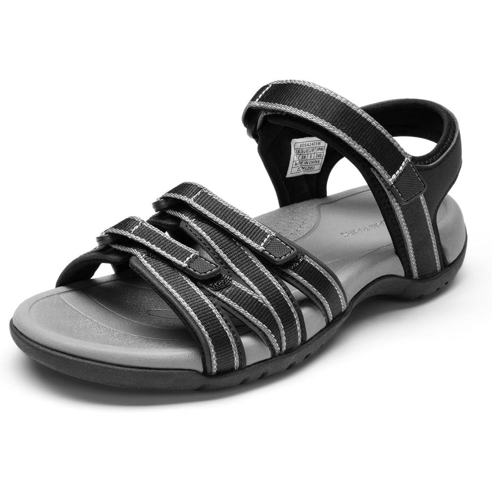 imageDREAM PAIRS Womens Comfortable Hiking Walking Sandal with Adjustable Hook and Loop Strap Sports TravelSummer Beach Outdoor Light Weight Water ShoesBlack