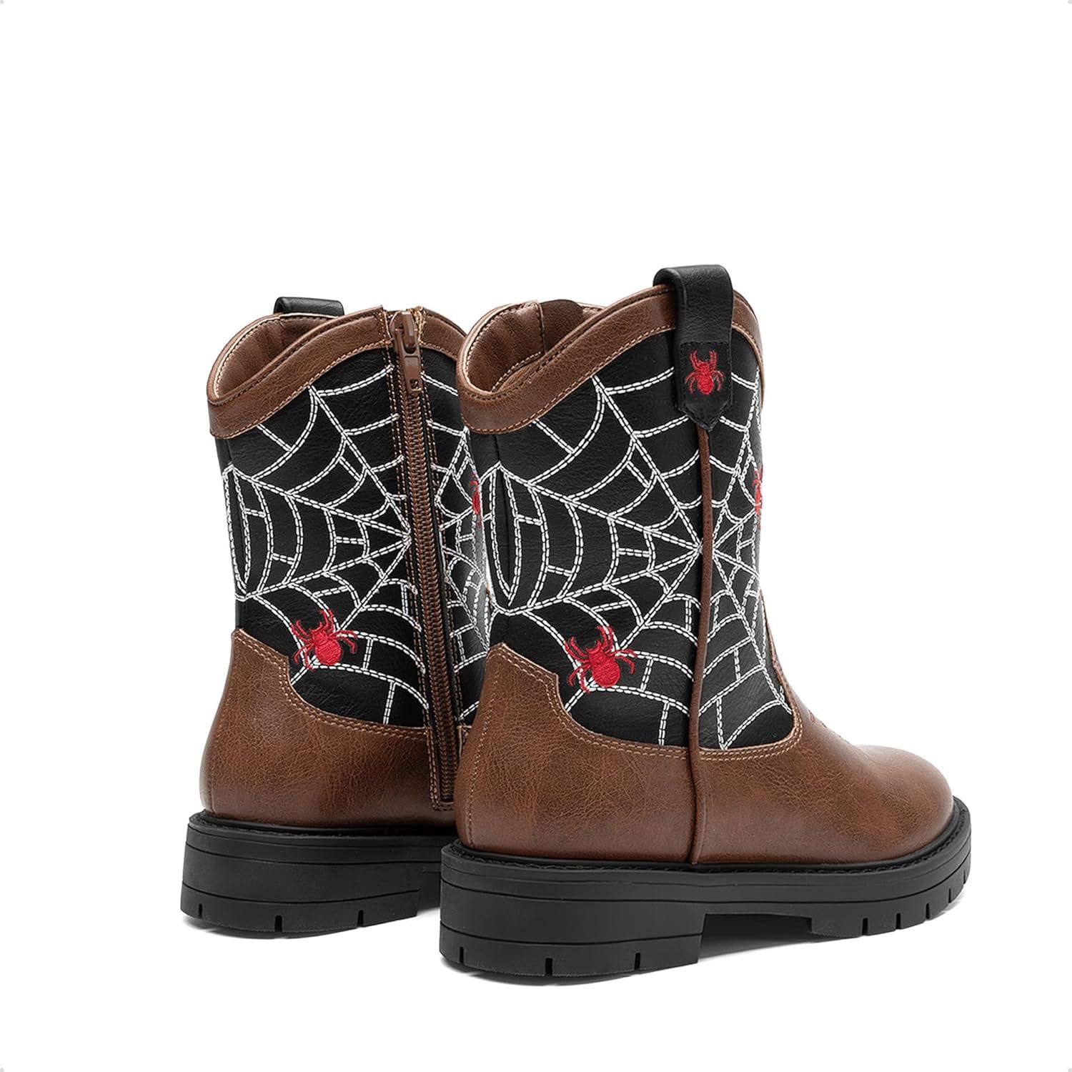 imageDREAM PAIRS Boys Girls Cowboy Boots Kids Western Riding Mid Calf Boots with Side Zipper ToddlerLittle KidBig KidBrownBlack