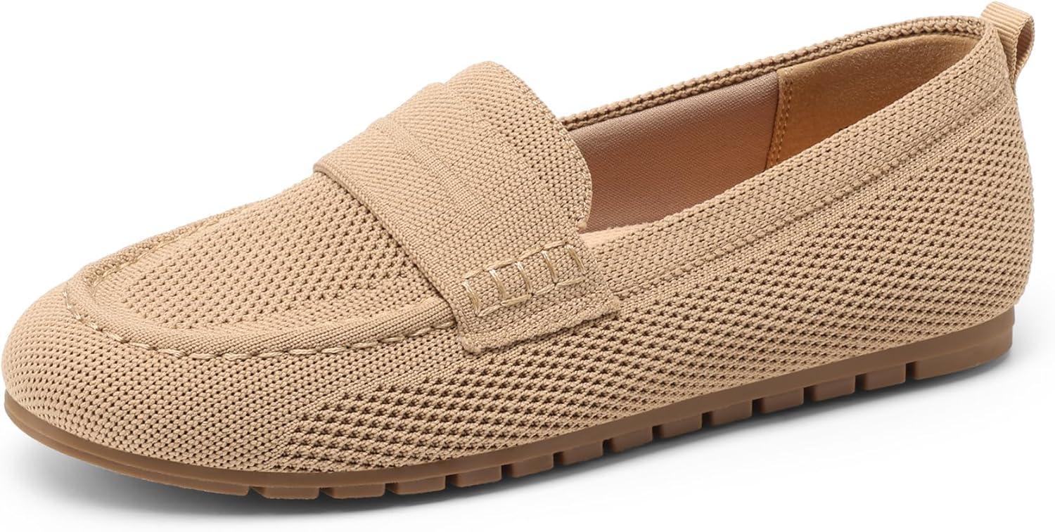 imageDREAM PAIRS Loafers for Women Penny Knitted Loafer Casual Comfortable Slip On Flats Work Business Walking ShoesNude