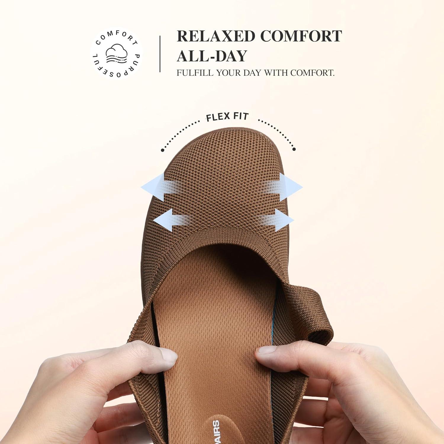 imageDREAM PAIRS Womens Mary Jane Ballet Flats Barefoot Knit Wide Toe Box Arch Support Flat Shoes for Women Dressy Casual Office Business Work Travel WalkBrown