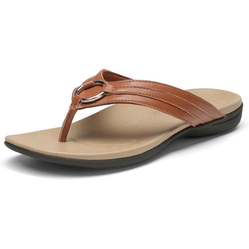 imageDREAM PAIRS Arch Support Flip Flops for Women QuickDry Comfortable EVA Footbed TPR AntiSlip Sole Orthotic Dressy Thong Sandals for Beach Pool Summer AllDay WearBrown