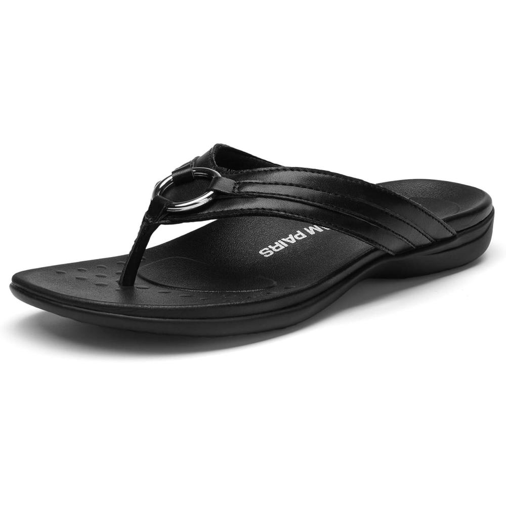 imageDREAM PAIRS Arch Support Flip Flops for Women QuickDry Comfortable EVA Footbed TPR AntiSlip Sole Orthotic Dressy Thong Sandals for Beach Pool Summer AllDay WearAll Black