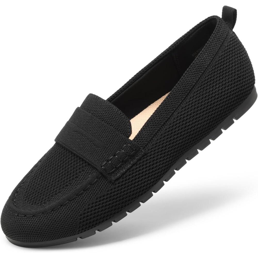 imageDREAM PAIRS Loafers for Women Penny Knitted Loafer Casual Comfortable Slip On Flats Work Business Walking ShoesBlack