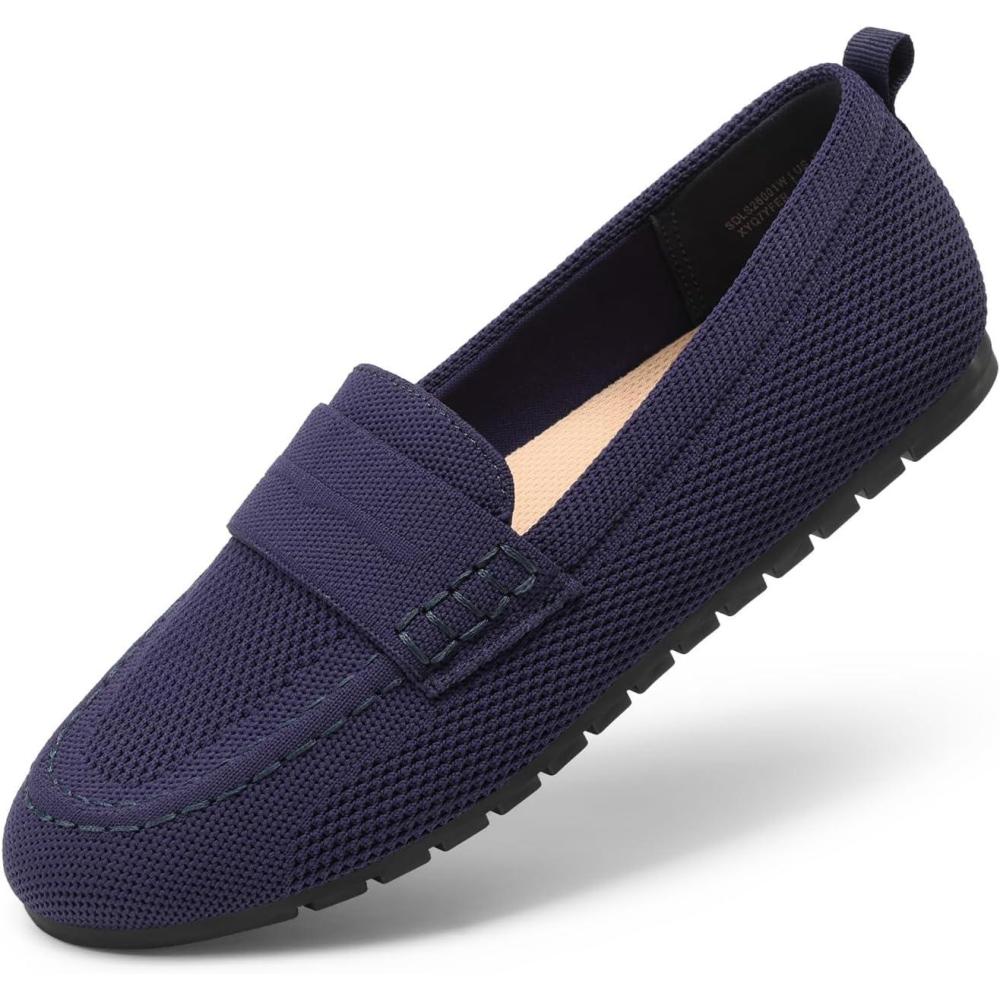 imageDREAM PAIRS Loafers for Women Penny Knitted Loafer Casual Comfortable Slip On Flats Work Business Walking ShoesNavy