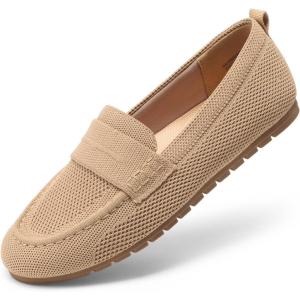 DREAM PAIRS Loafers for Women Penny Knitted Loafer Casual Comfortable Slip On Flats Work Business Walking Shoes(Nude)