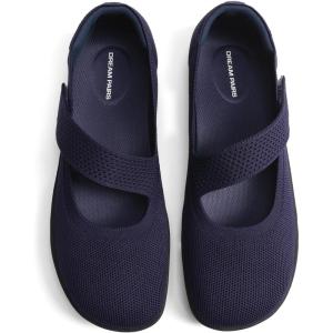 DREAM PAIRS Women’s Mary Jane Ballet Flats Barefoot Knit Wide Toe Box Arch Support Flat Shoes for Women Dressy Casual Office Business Work Travel Walk(Navy)