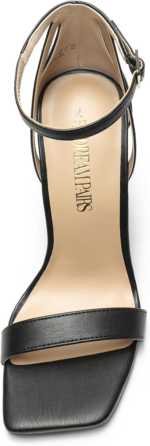 imageDREAM PAIRS High Heels Chunky Block Square Toe Heels for Women Dressy Open Toe Heel SandalsSize 85BlackPuSDHS2207W