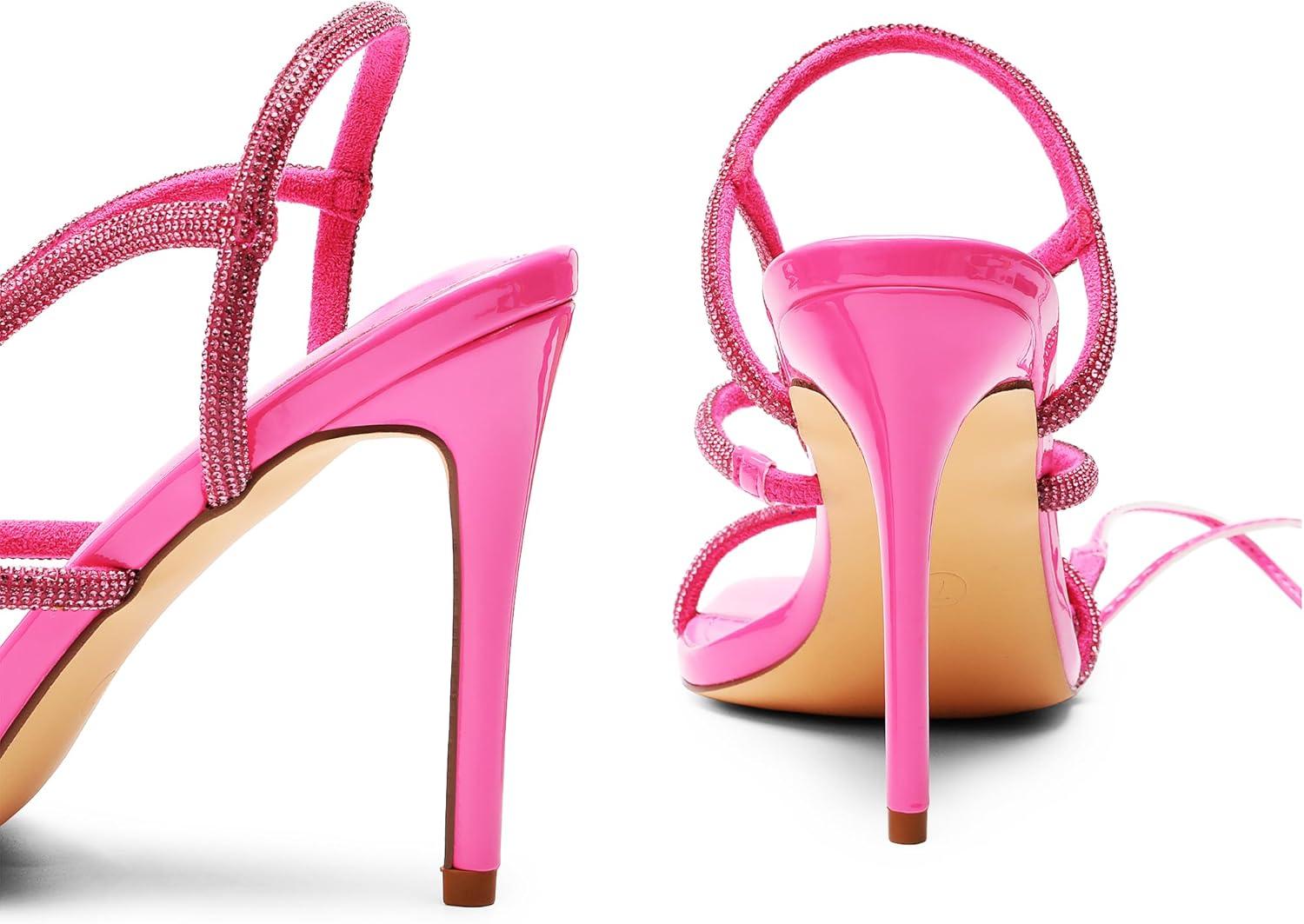 imageDREAM PAIRS High Heels Stilettos for Women Strappy Gladiator Sexy Square Toe Open Toe Dressy Pumps SandalsHot Pink
