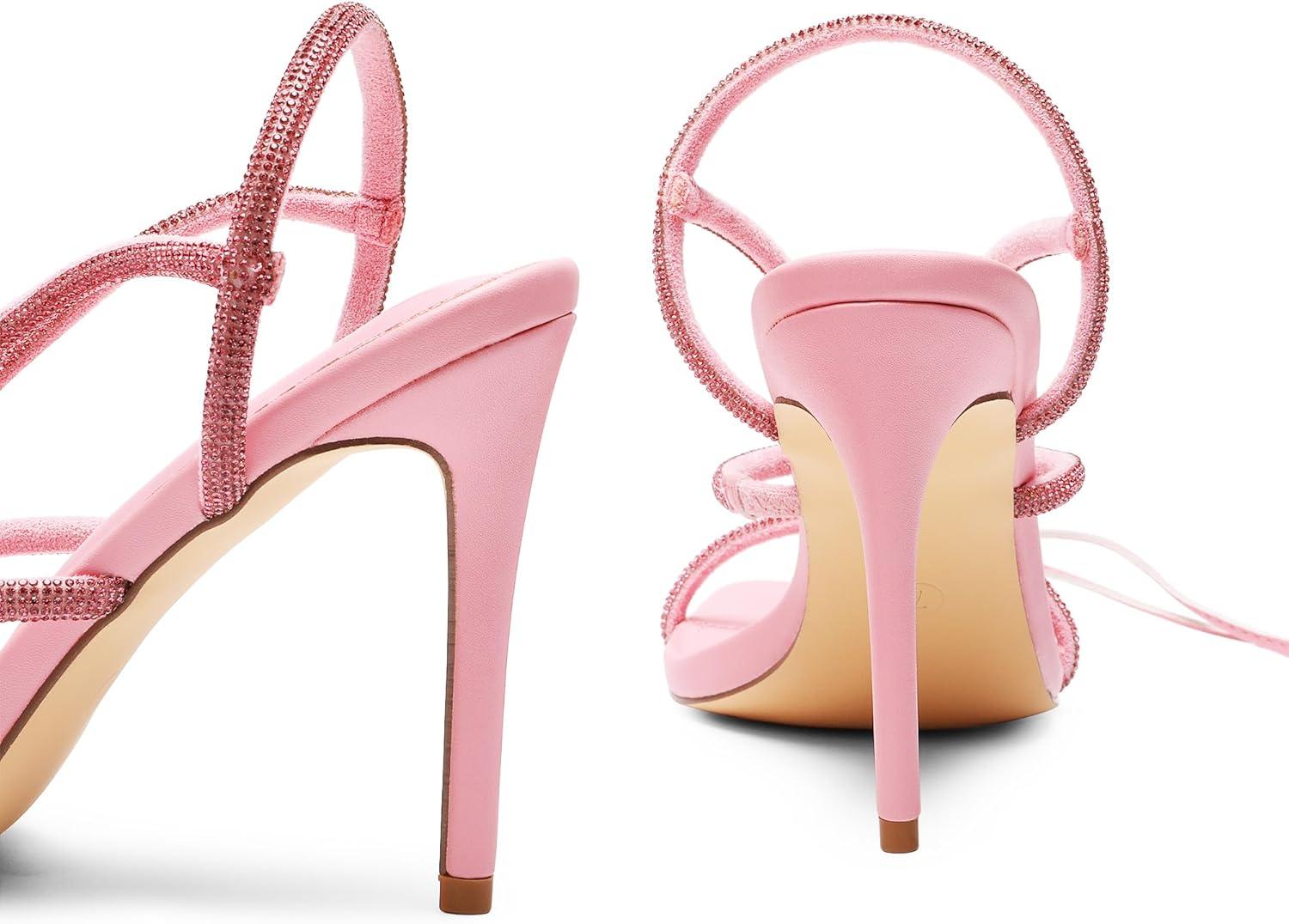 imageDREAM PAIRS High Heels Stilettos for Women Strappy Gladiator Sexy Square Toe Open Toe Dressy Pumps SandalsPink