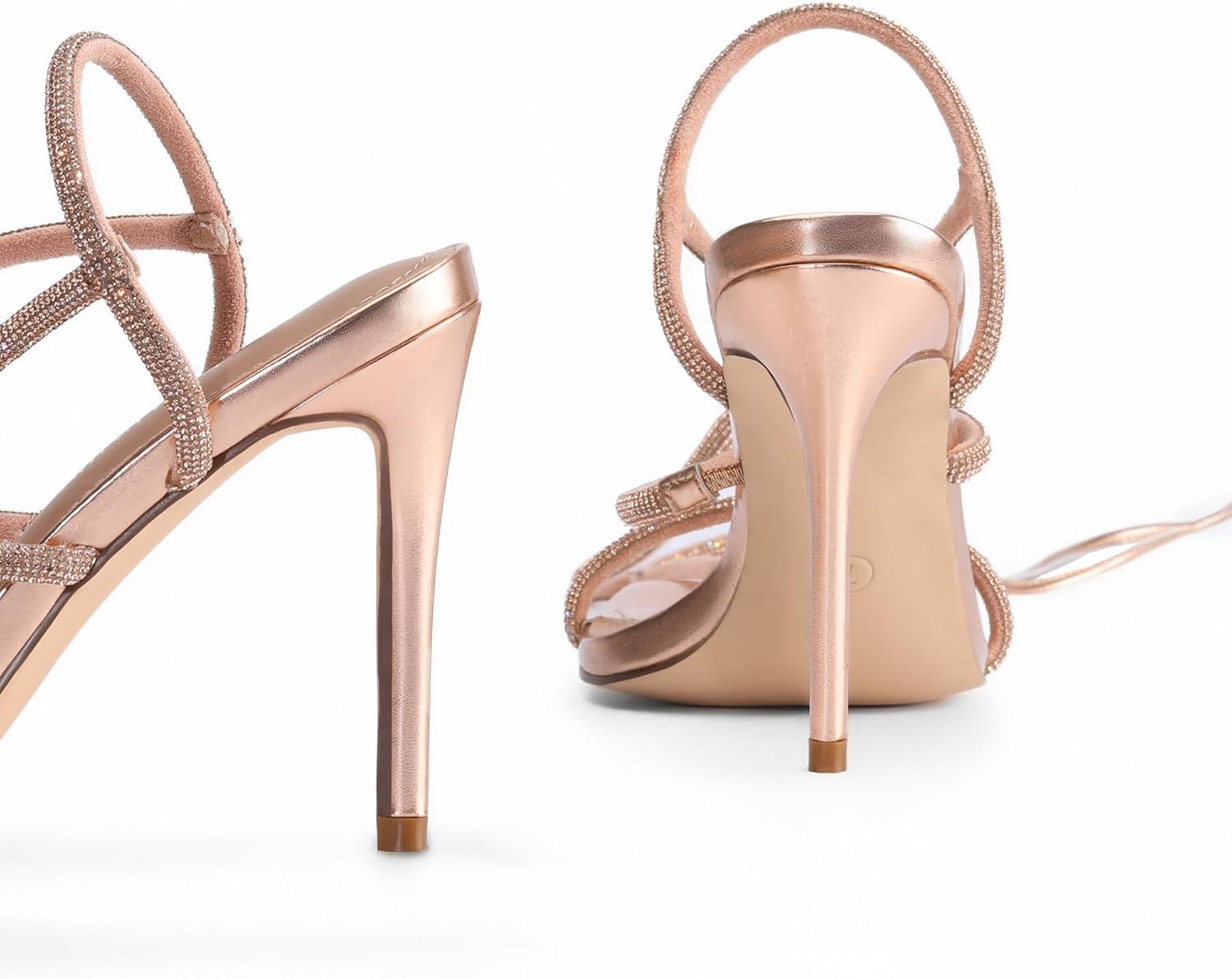 imageDREAM PAIRS High Heels Stilettos for Women Strappy Gladiator Sexy Square Toe Open Toe Dressy Pumps SandalsRoseGold