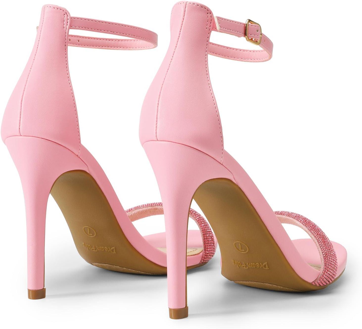 imageDREAM PAIRS Womens High Heels Flower Ankle Strap Stilettos Round Open Toe Dressy Sexy SandalsPinkrhinestone