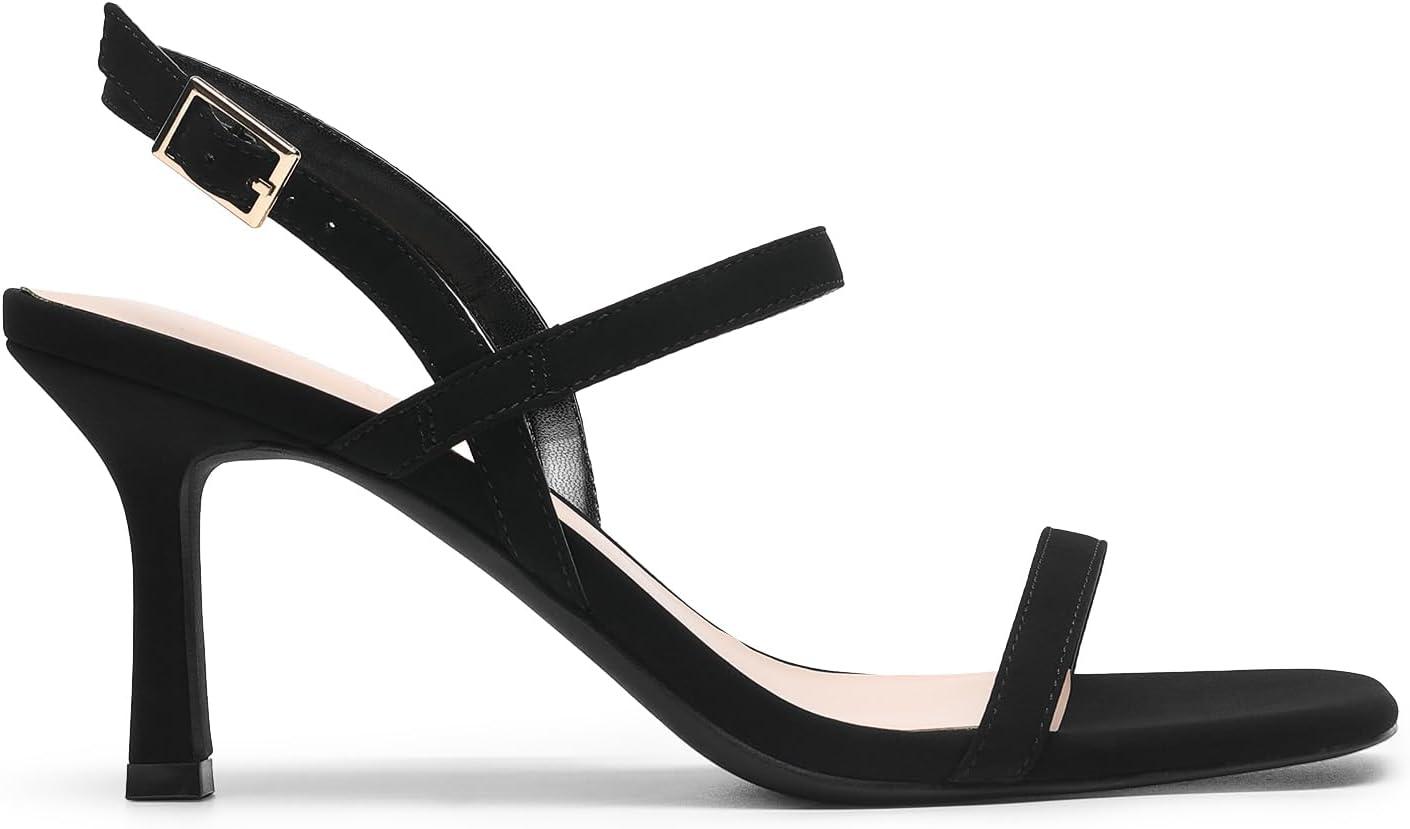 imageDREAM PAIRS Womens Slingback Heels Square Open Toe Strappy Sandals Ankle Strap High Heeled Dressy ShoesBlacknubuck