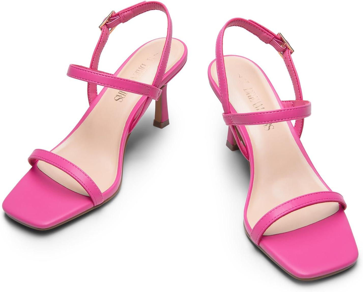 imageDREAM PAIRS Womens Slingback Heels Square Open Toe Strappy Sandals Ankle Strap High Heeled Dressy ShoesHot Pink