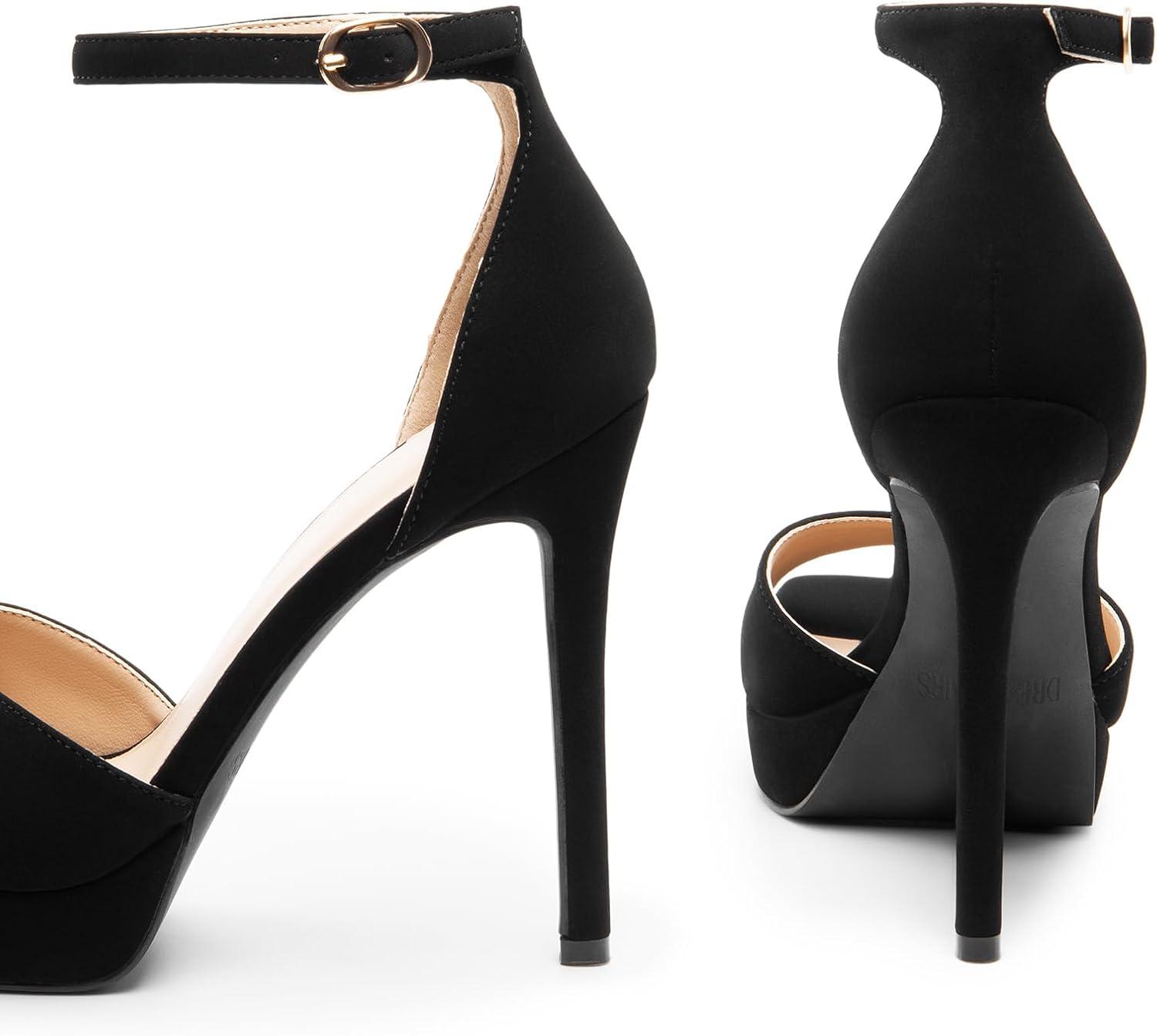 imageDREAM PAIRS Womens Stiletto High Heels Platform Ankle Strap Square Open Toe Dress Sexy SandalsBlacknubuck