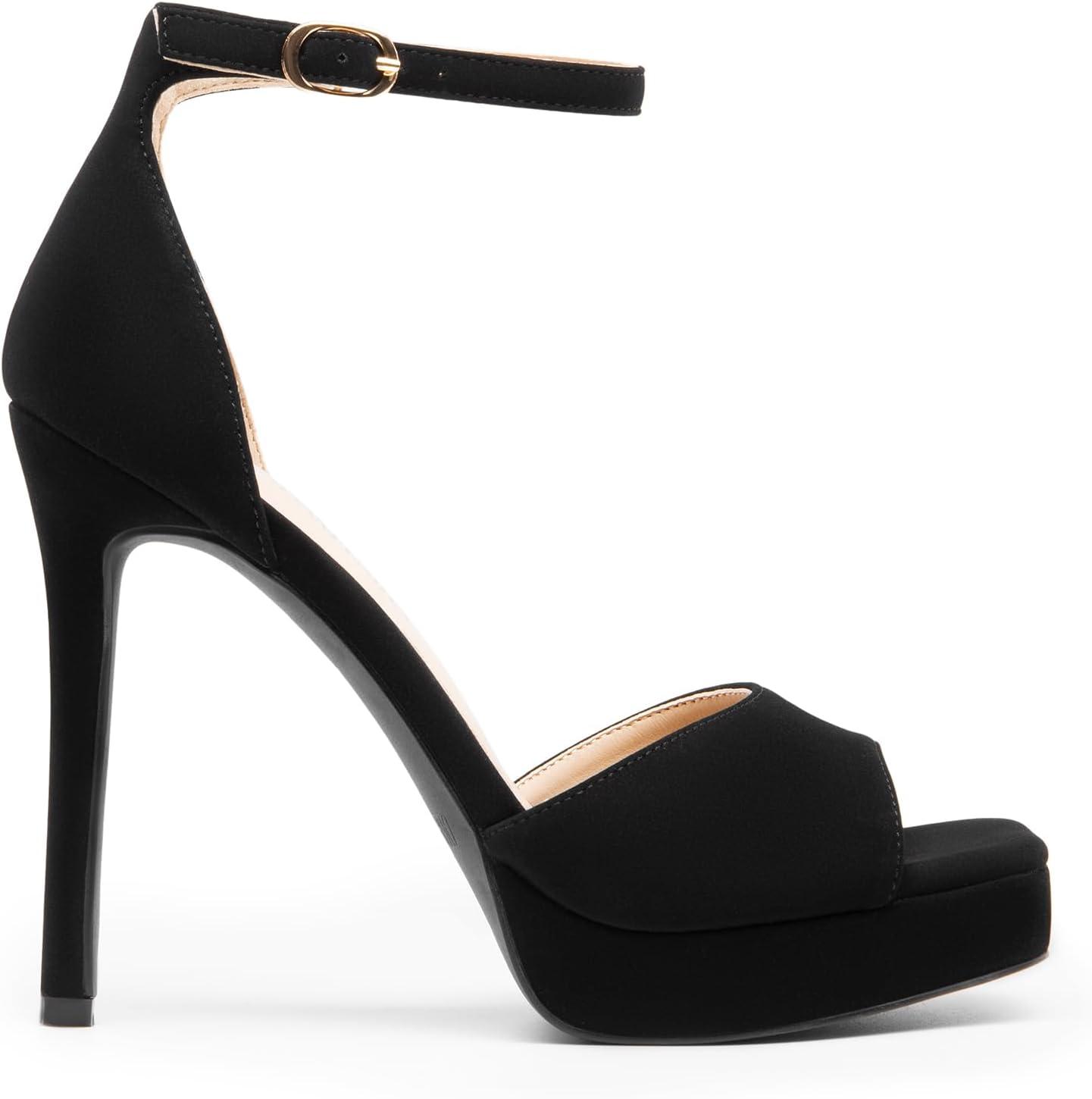 imageDREAM PAIRS Womens Stiletto High Heels Platform Ankle Strap Square Open Toe Dress Sexy SandalsBlacknubuck