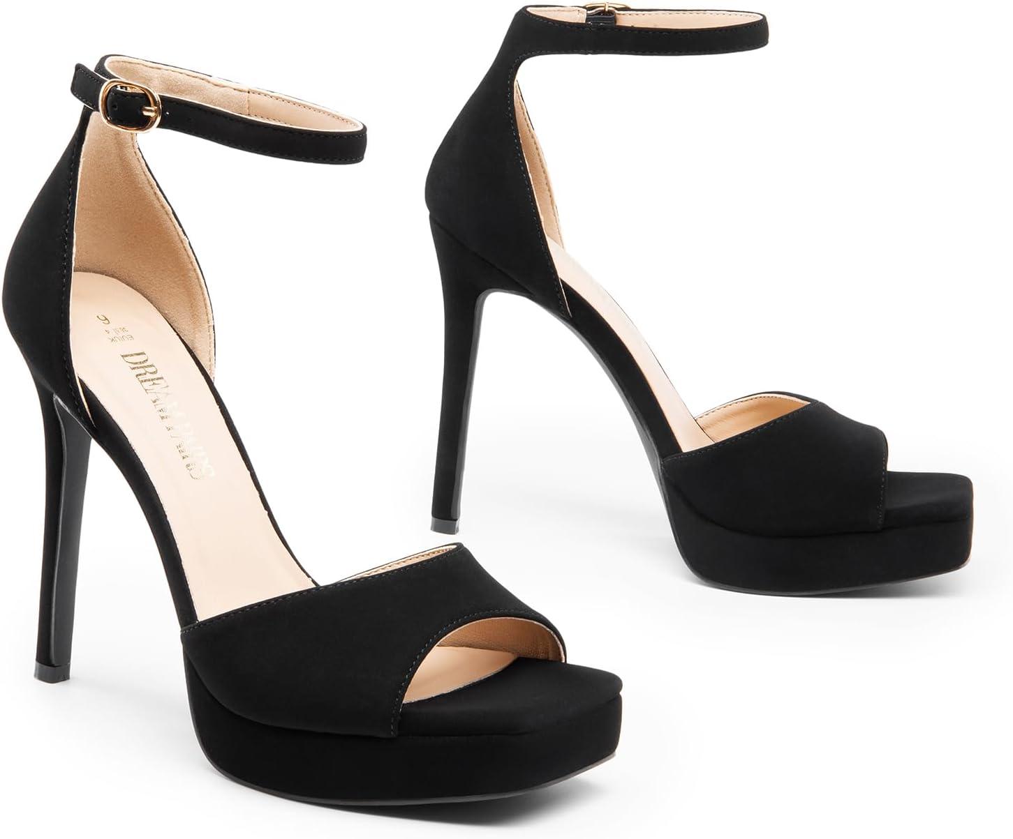 imageDREAM PAIRS Womens Stiletto High Heels Platform Ankle Strap Square Open Toe Dress Sexy SandalsBlacknubuck